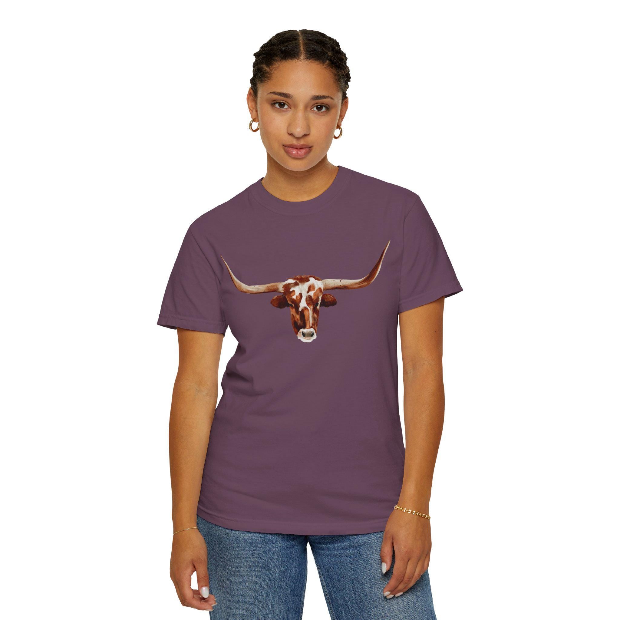 Longhorn COW Graphic T-Shirt, Cowgirl Cowboy Rodeo Shirt, Comfy Western Tshirt