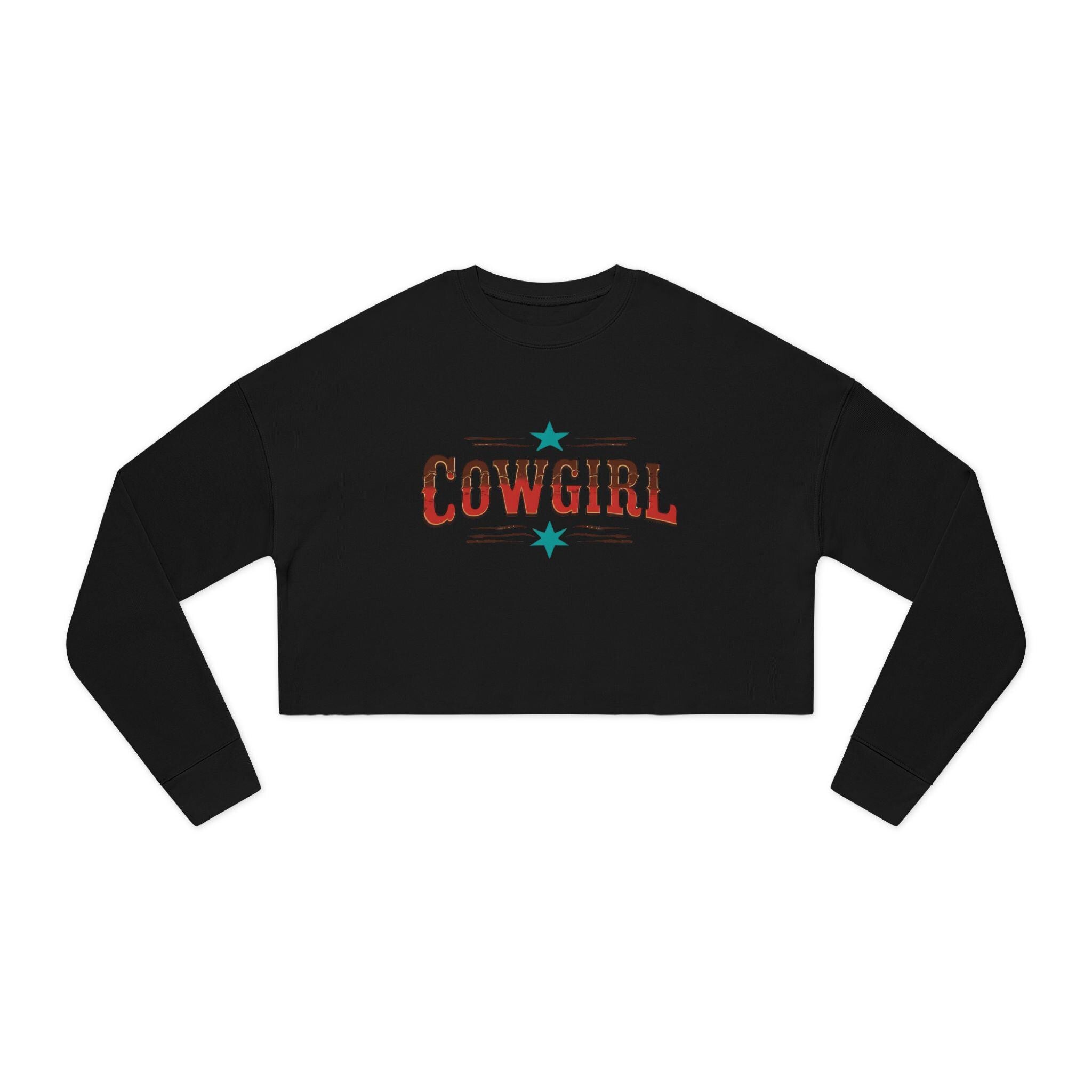 Cowgirl Crop Sweatshirt - Trendy Western Lounge Wear, Women's Cropped Top -Razels