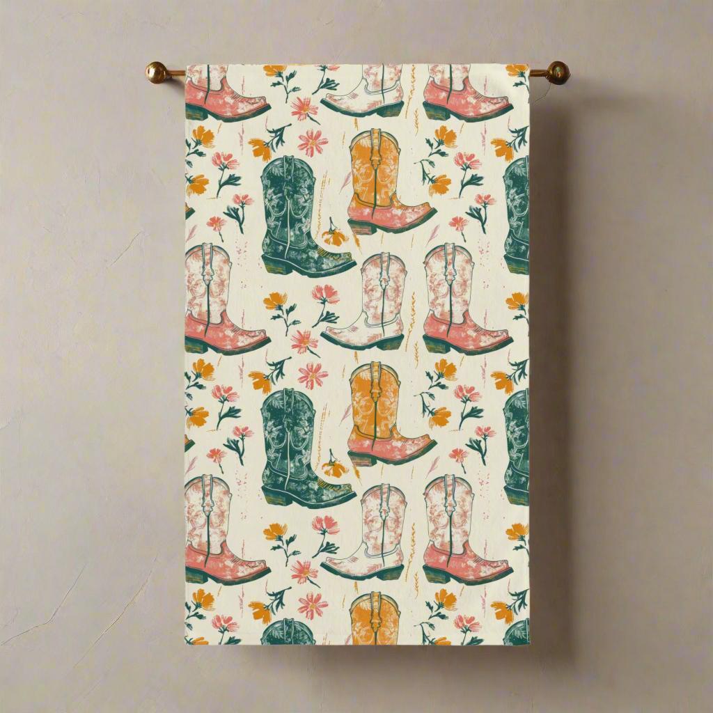 Cowgirl Boots & Blooms Hand Towel – Western Charm for Your Home 🤠🌸
Add some cowgirl sass to your sink space! This hand towel features a vibrant mix of floral flair and classic cowgirl boots—bringing the perfect pop of personality to your kitchen, bathroom, or even your camper.
✓ Soft + lightweight blend for easy everyday use✓ Super absorbent for quick cleanups
✓ Durable 52% polyester / 48% cotton fabric
✓ Sized at 16" × 28" — just right for any room!