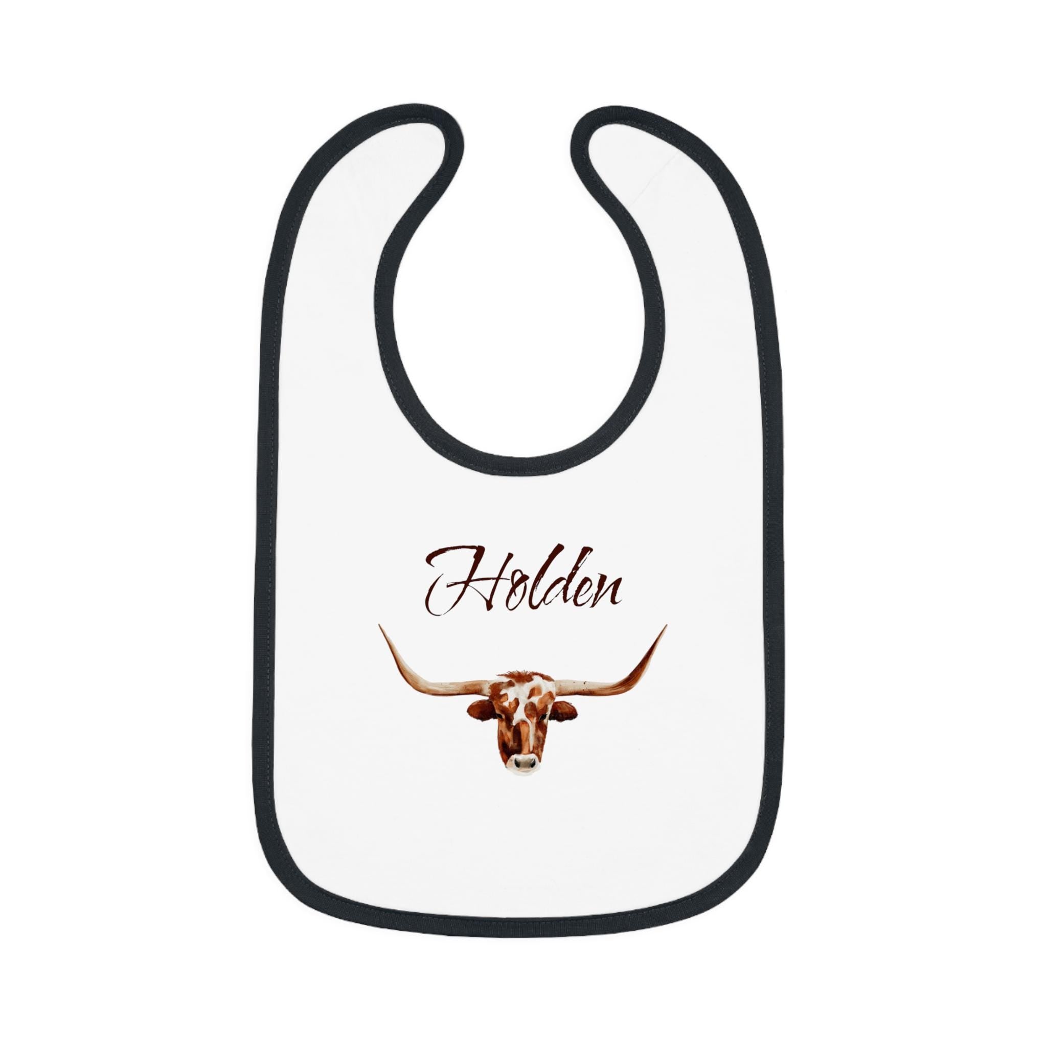Personalized Longhorn Baby Bib: Soft Cotton Cowboy Bib with Custom Name -Razels