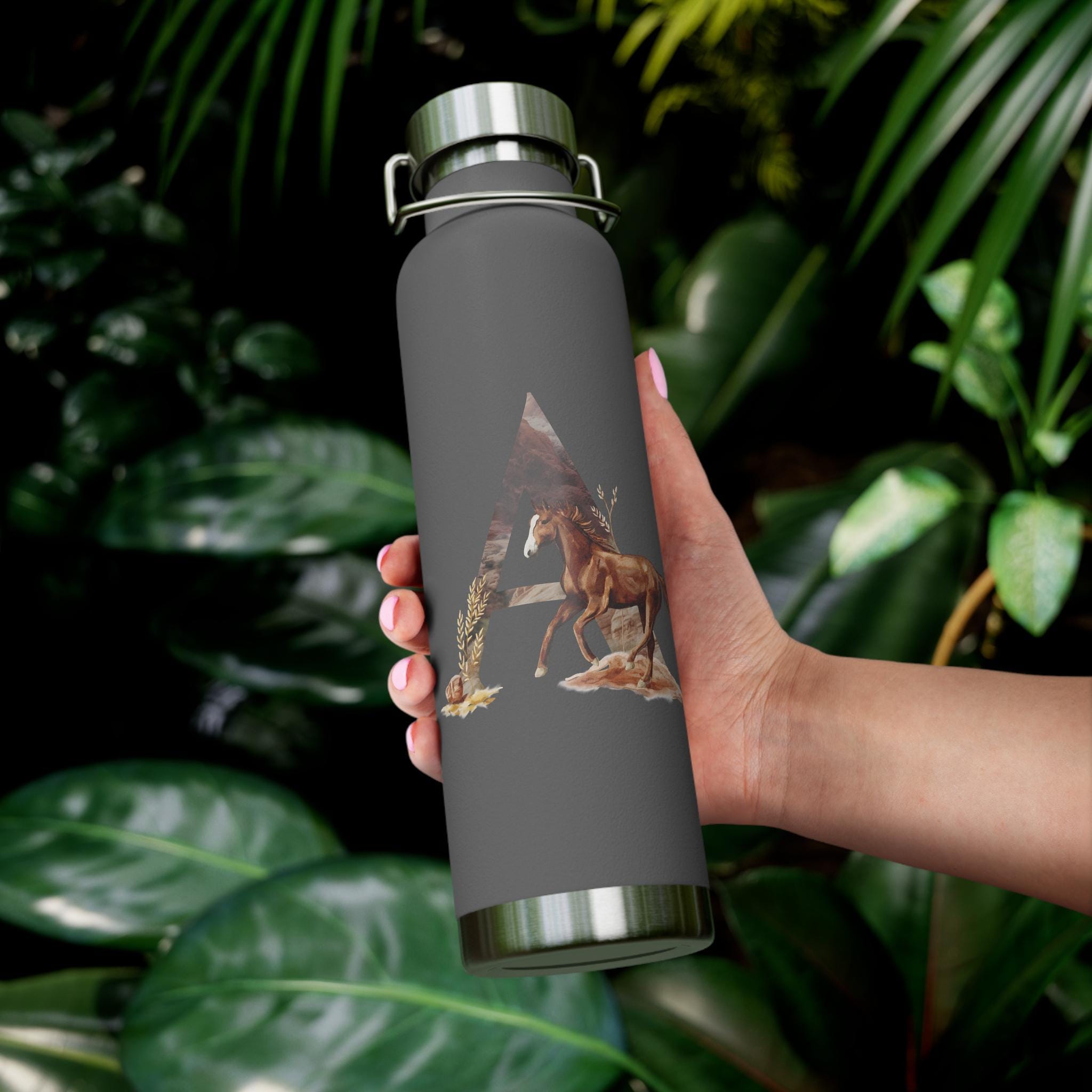 Back to School Western Initial Water Bottle 22oz Insulated Copper Flask, Personalized Western Water Bottle Cowboy Cowgirl Gift, -Razels