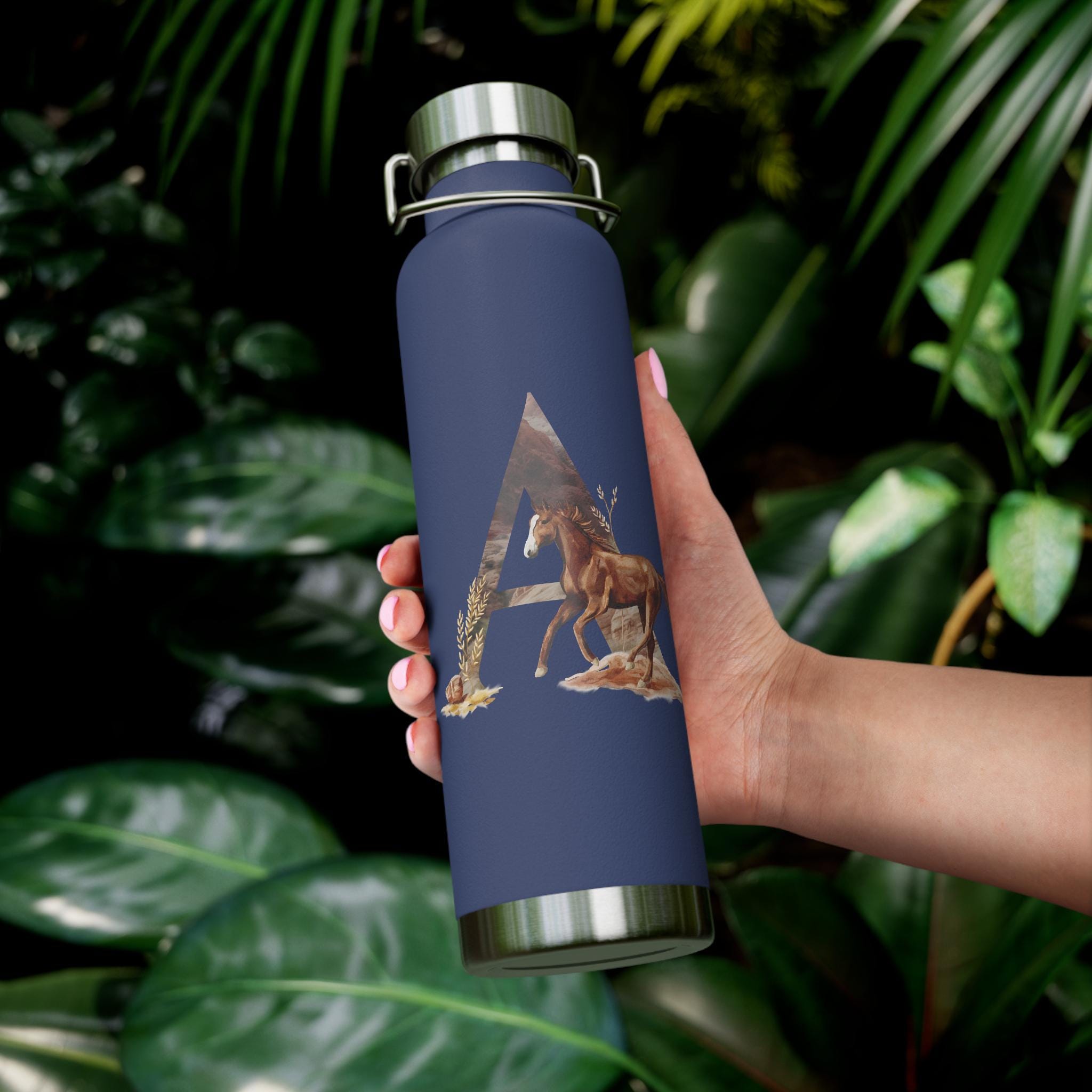 Back to School Western Initial Water Bottle 22oz Insulated Copper Flask, Personalized Western Water Bottle Cowboy Cowgirl Gift, -Razels
