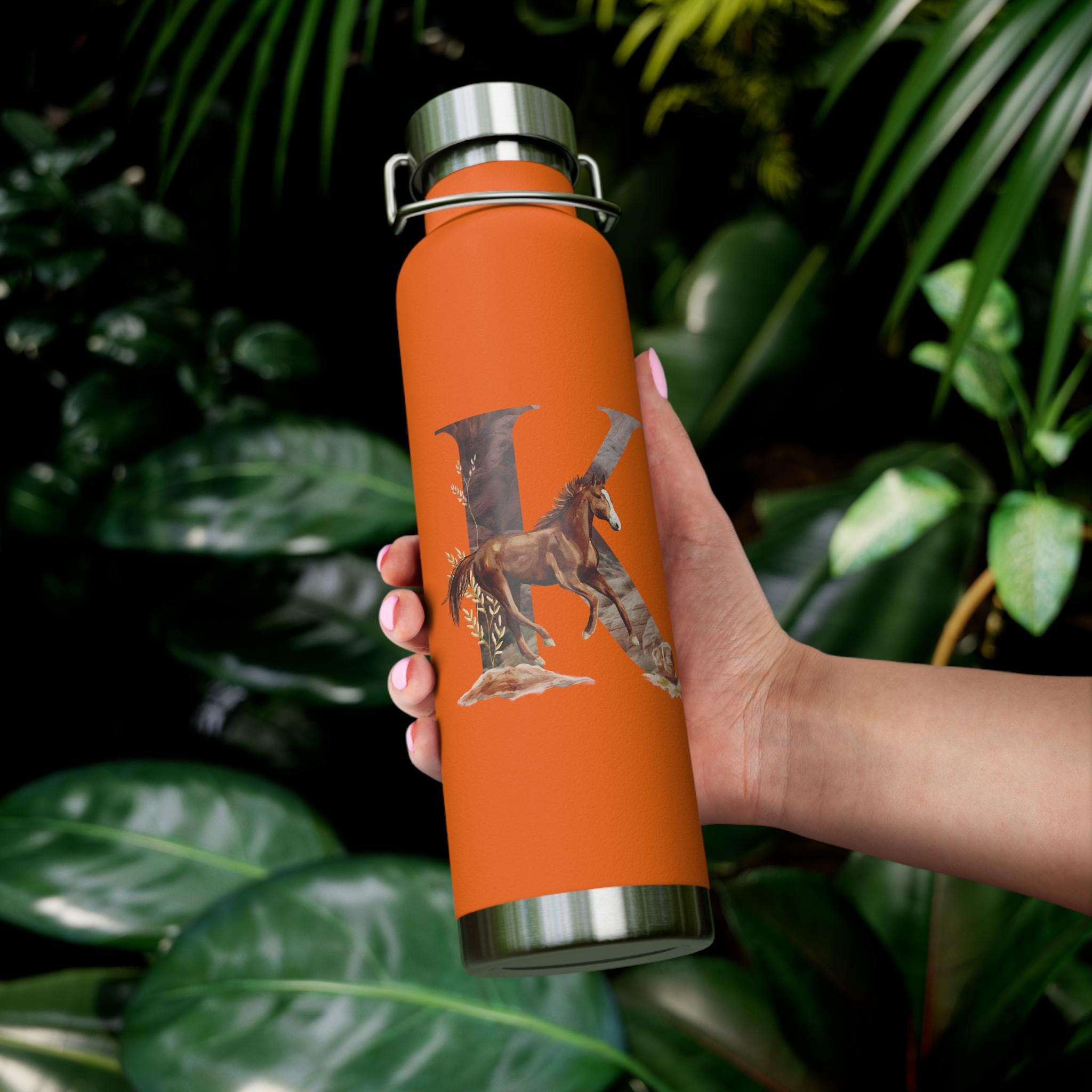 Back to School Western Initial Water Bottle 22oz Insulated Copper Flask, Personalized Western Water Bottle Cowboy Cowgirl Gift, -Razels