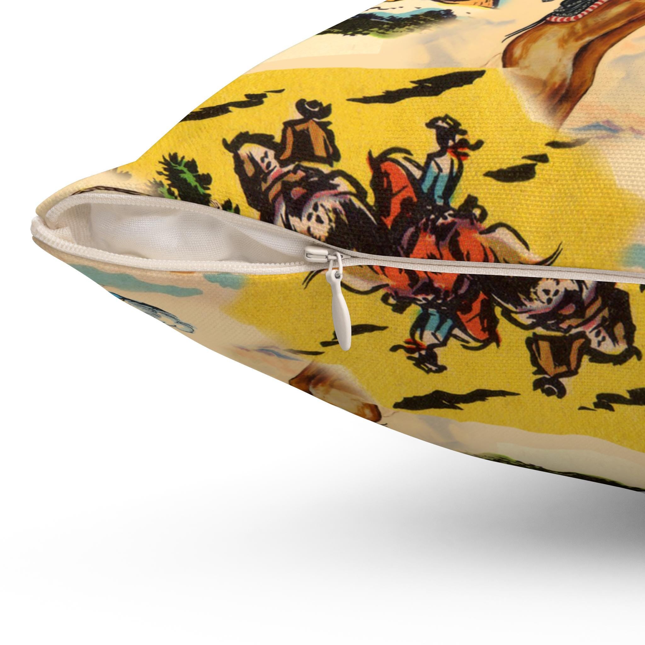 Western Cowboy Print Pillow, Rustic Home Decor -Razels