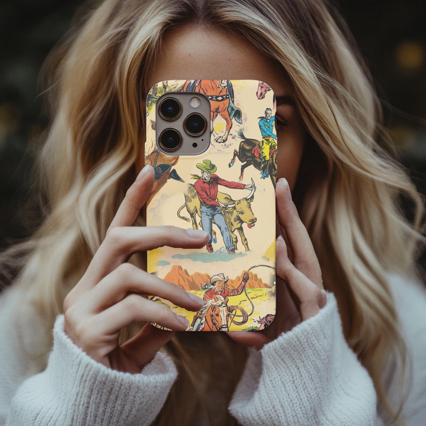 Vintage Cowboy Tough Phone Case – Western Rodeo Cover for iPhone & Samsung, Ranch Style Cowboy Print -Razels