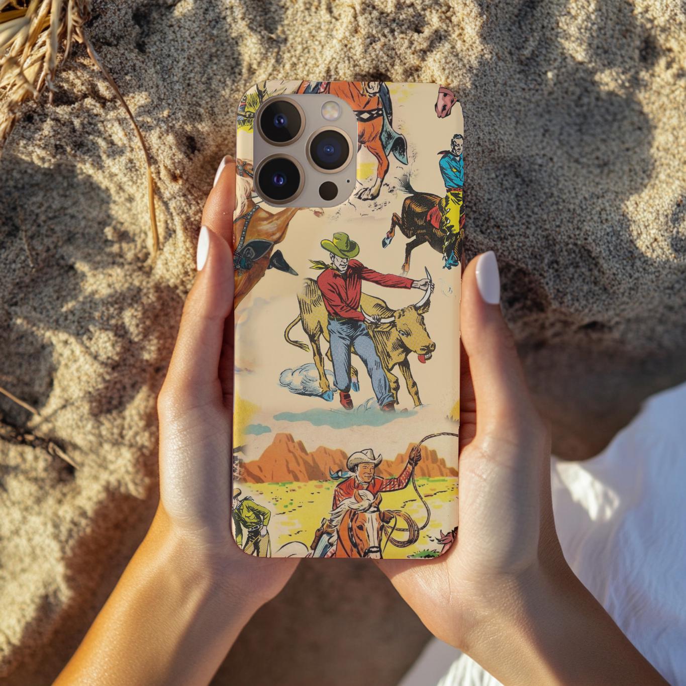 Vintage Cowboy Tough Phone Case – Western Rodeo Cover for iPhone & Samsung, Ranch Style Cowboy Print -Razels