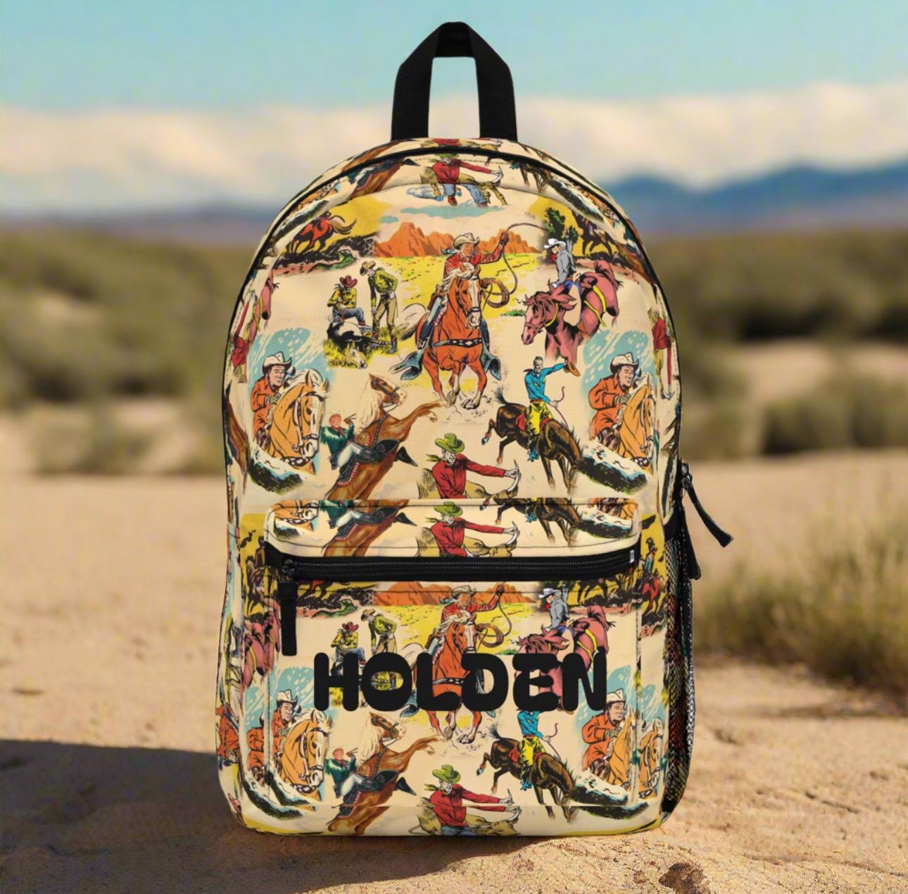 Custom Vintage Cowboy Backpack - Personalized Western Cowkid School Bag for Back to School -Razels