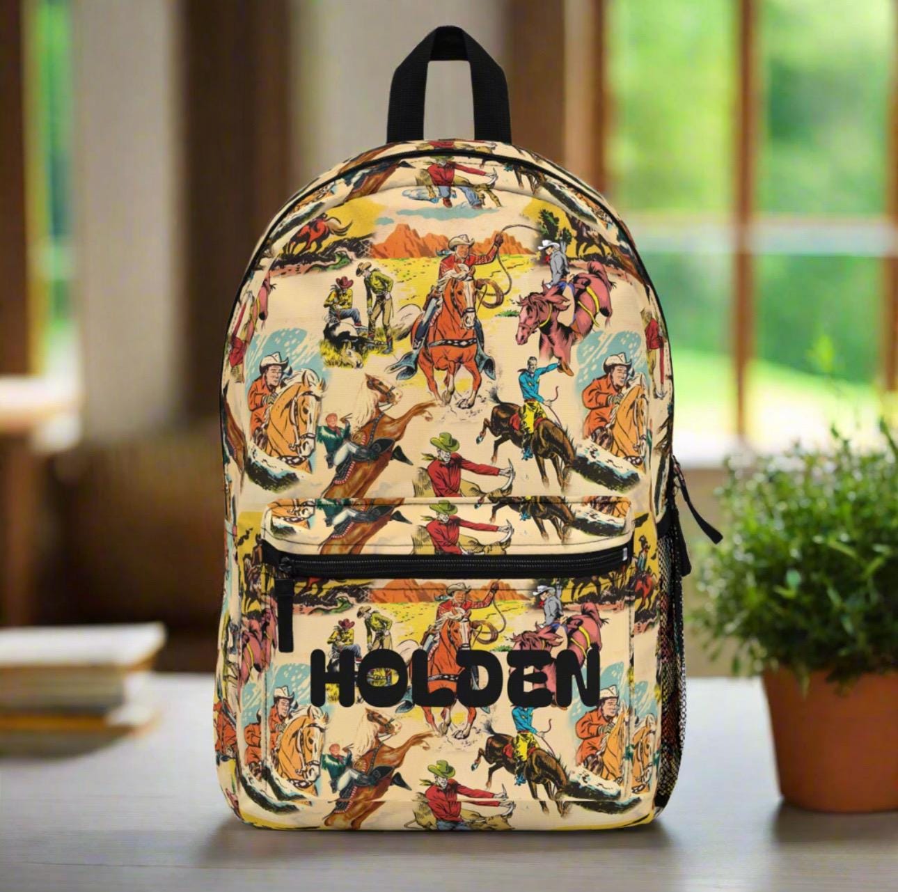 Custom Vintage Cowboy Backpack - Personalized Western Cowkid School Bag for Back to School -Razels