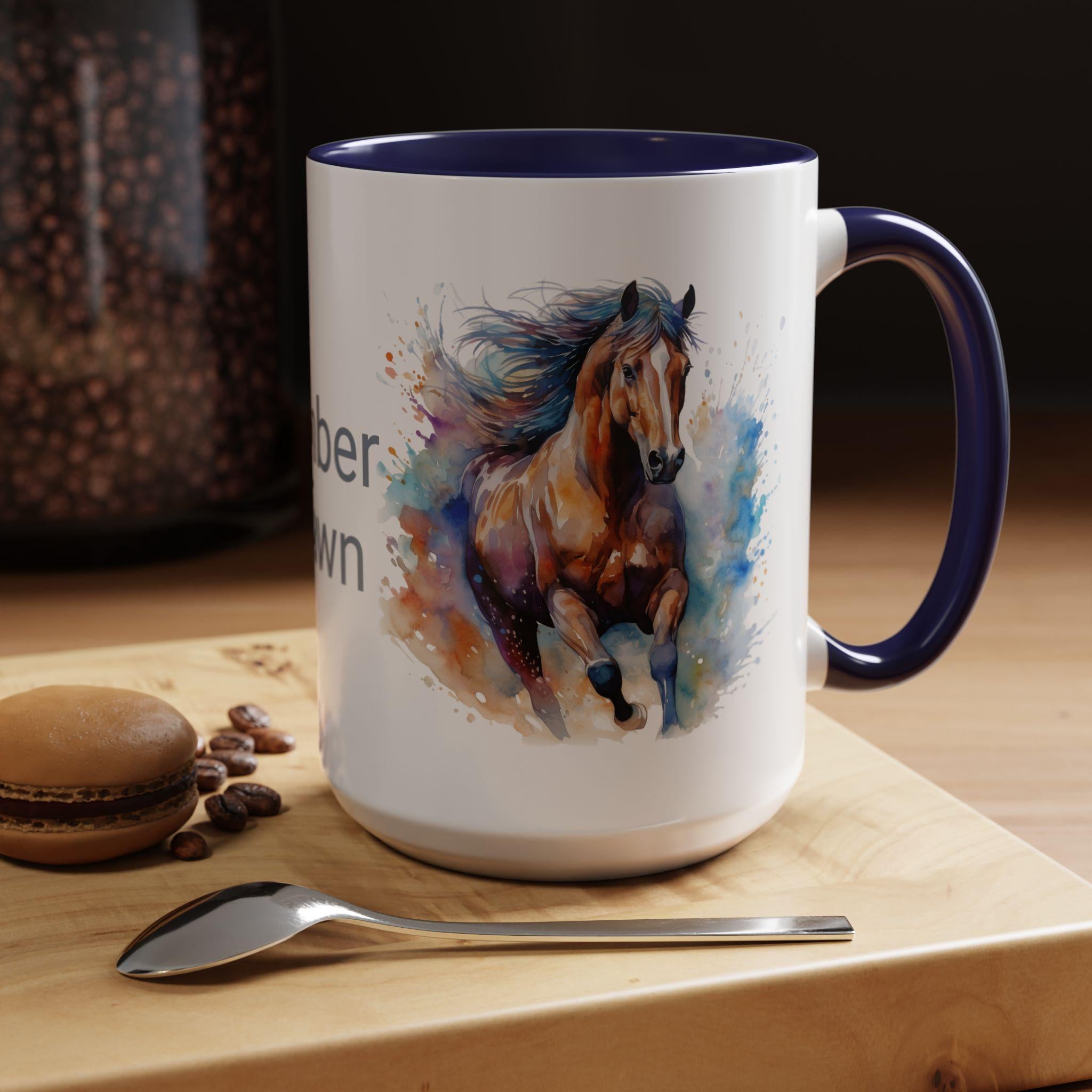 🐴 Personalized Horse Coffee Mug | Custom Name Mug for Horse Lovers & Cowgirls
Start your mornings with a splash of color—and a dash of equine charm! This personalized horse mug features our watercolor horse artwork and your custom name printed front and center. With a vibrant colored interior and matching handle, it’s the perfect way to sip in style ☕💕