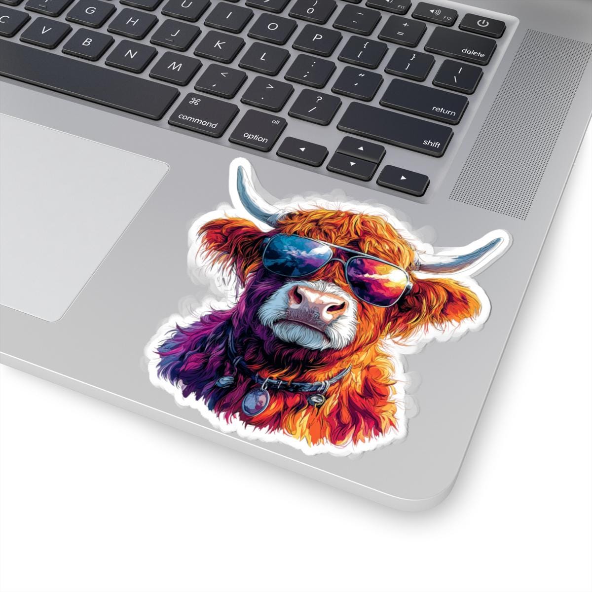 vibrant Kiss-Cut Stickers.  these stickers bring a fun and playful vibe to your laptop, journal, or even your windows. Crafted from durable vinyl with a glossy finish, they are designed to stand out and last, making them an ideal choice for personal or gift use. They suit a variety of occasions, including birthdays, holidays, or just as a treat for yourself or a friend. Whether you're decorating your workspace or adding flair to your home,