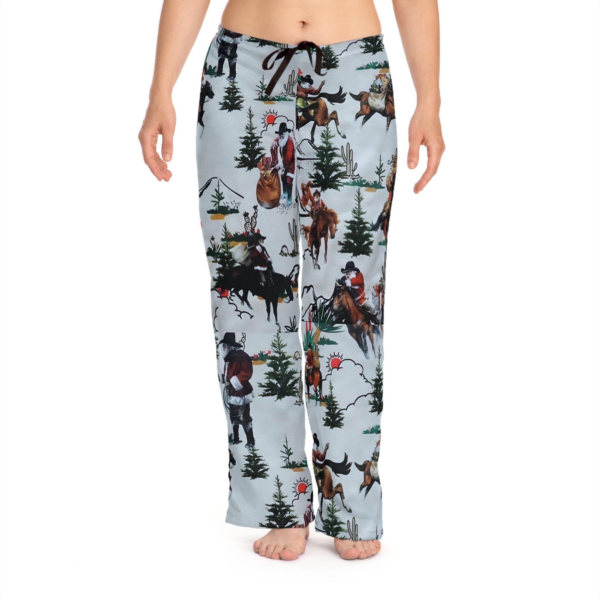 Cowboy Santa Pajama Pants | Western Christmas Lounge Pants | Holiday Sleepwear | Womens Relax Fit PJs | Gift for Cowgirls -Razels