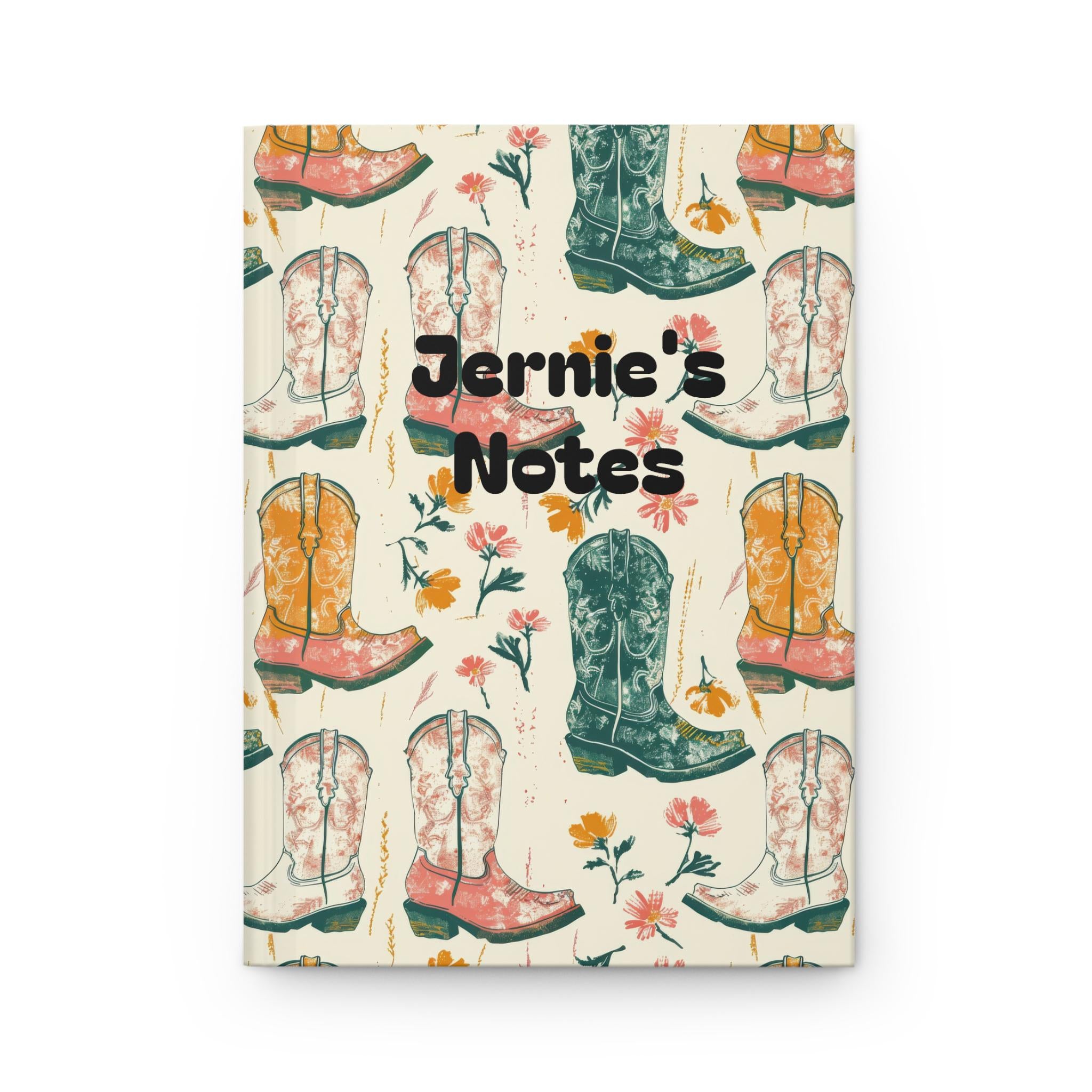Custom Cowgirl Boots Writing Journal – Personalized Floral Western Notebook, Writing Diary & Sketchbook -Razels