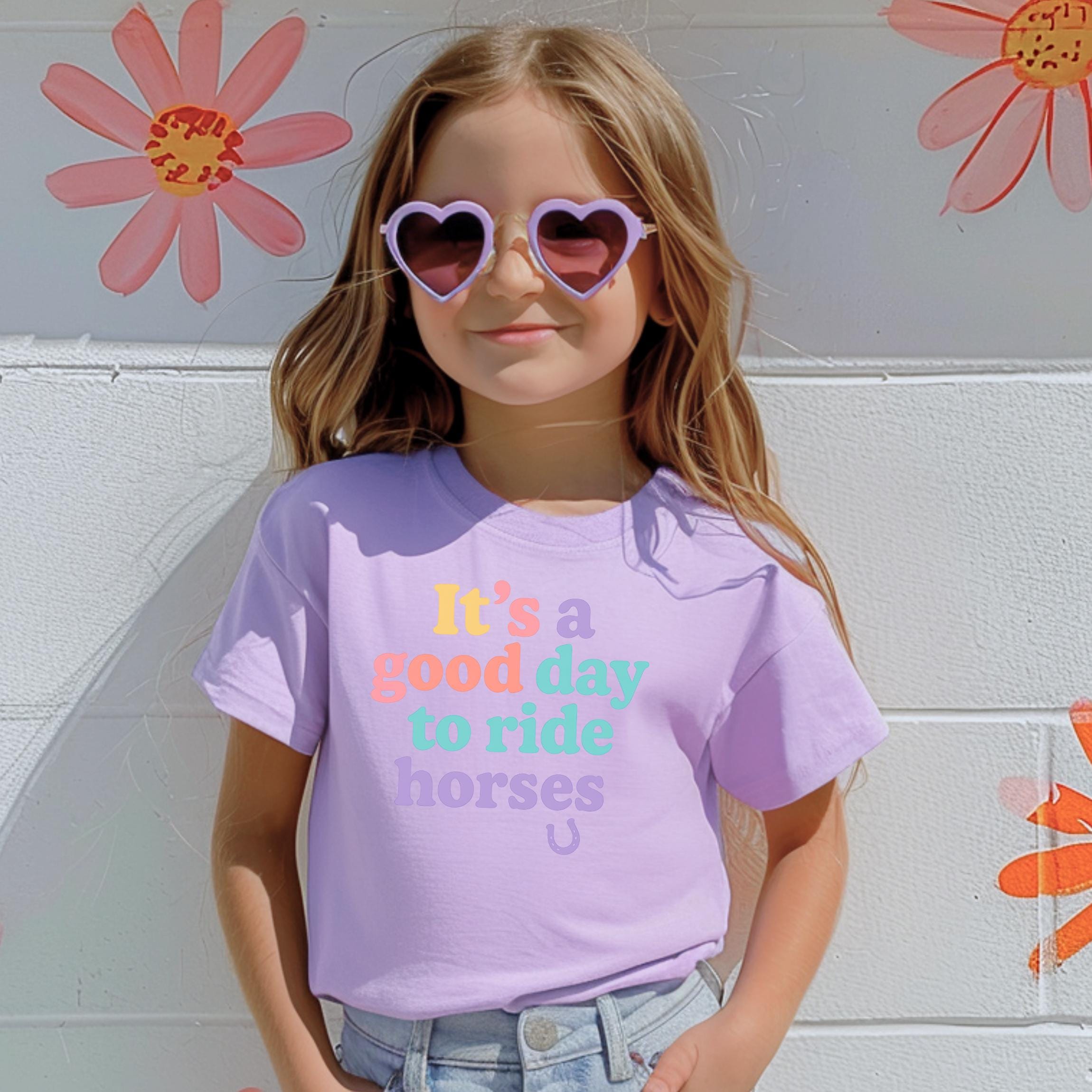 Girls Horse tShirt - Good Day to Ride Horses Tee, Youth Western Cowgirl Top -Razels