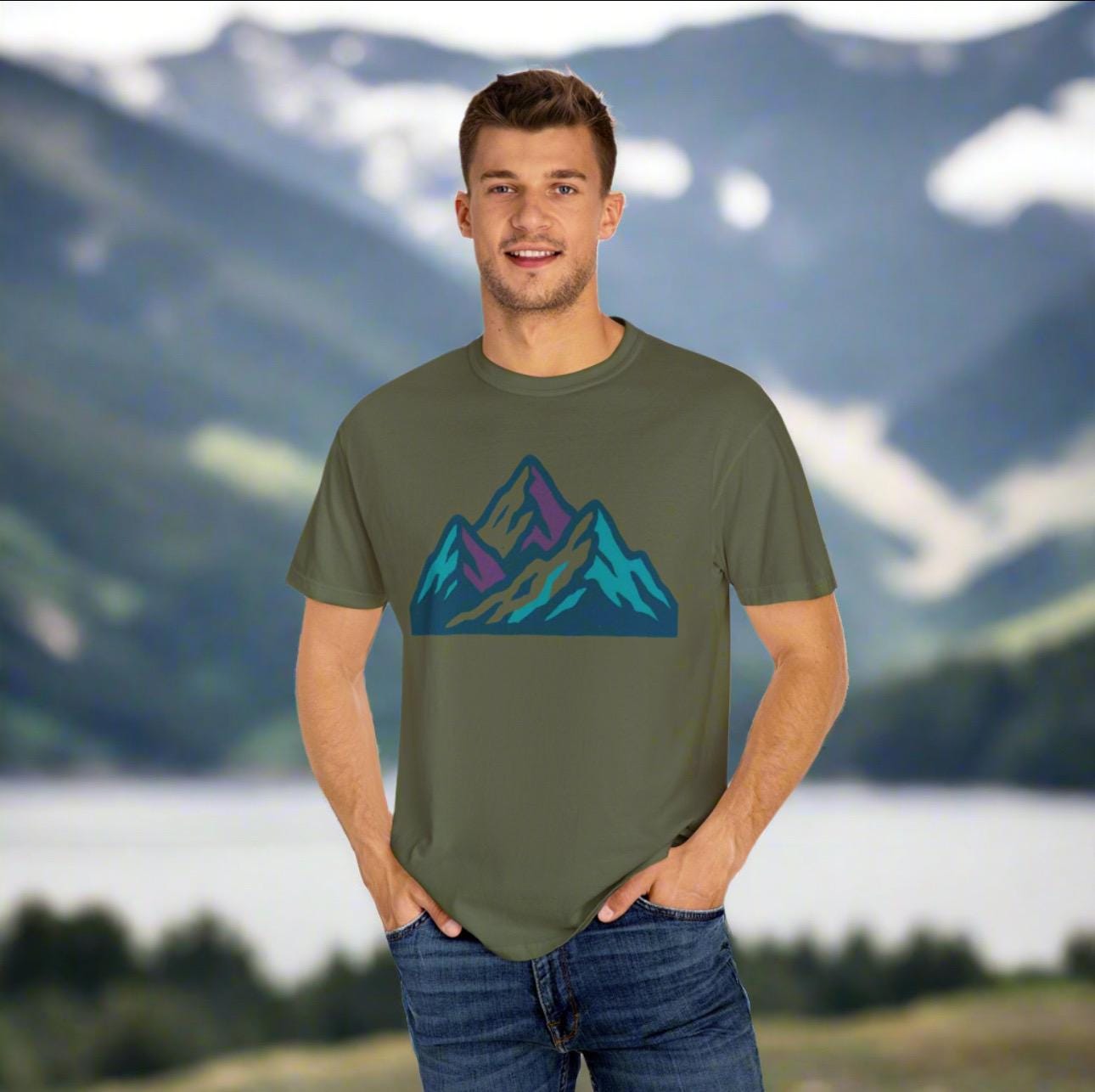 Mountain Graphic Unisex T-shirt, Comfort Colors Outdoor Shirt, Hiking Adventure Tee, Horn hunting tshirt -Razels