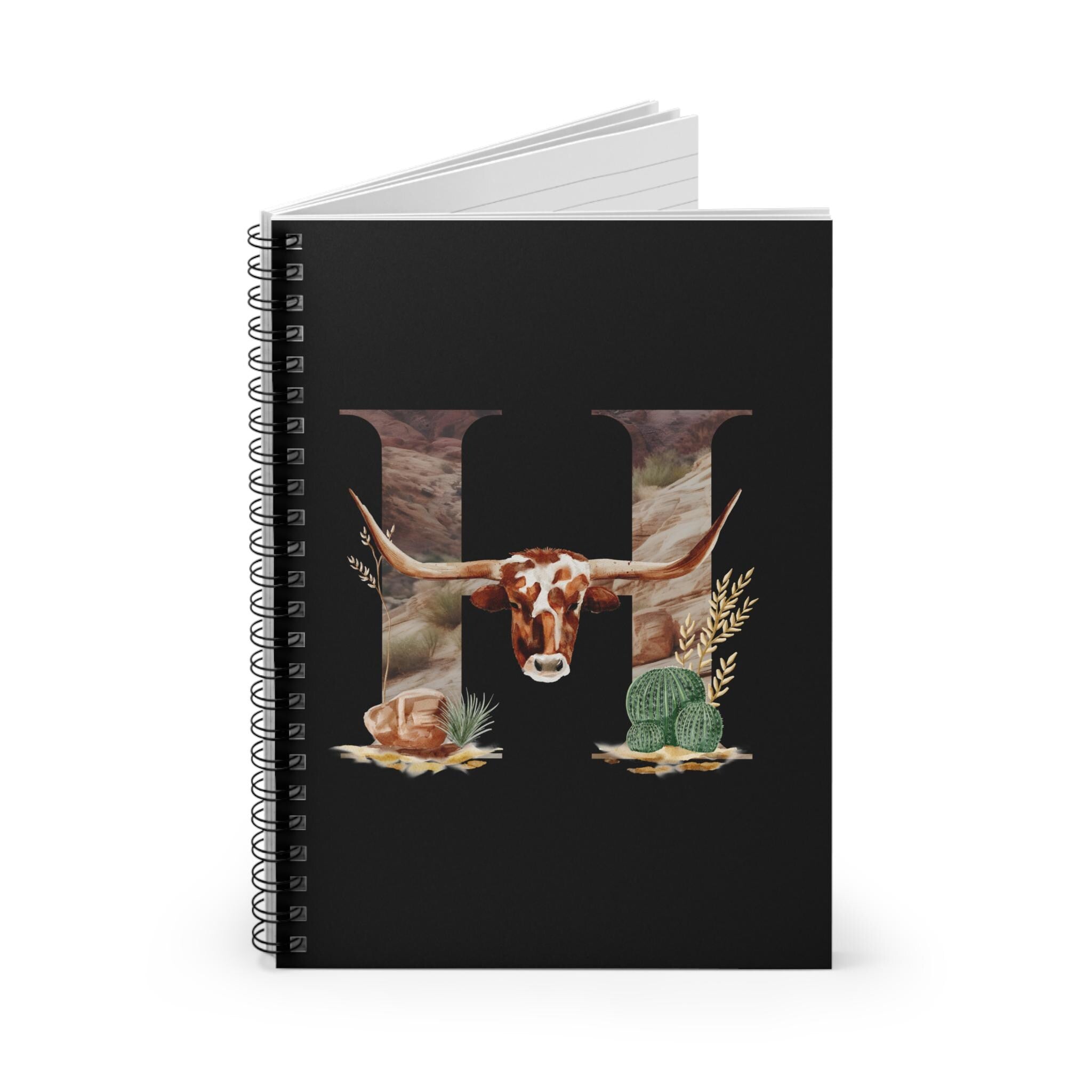 Personalized Wild West Initial Spiral Notebook, Rustic Alphabet Journal -Razels