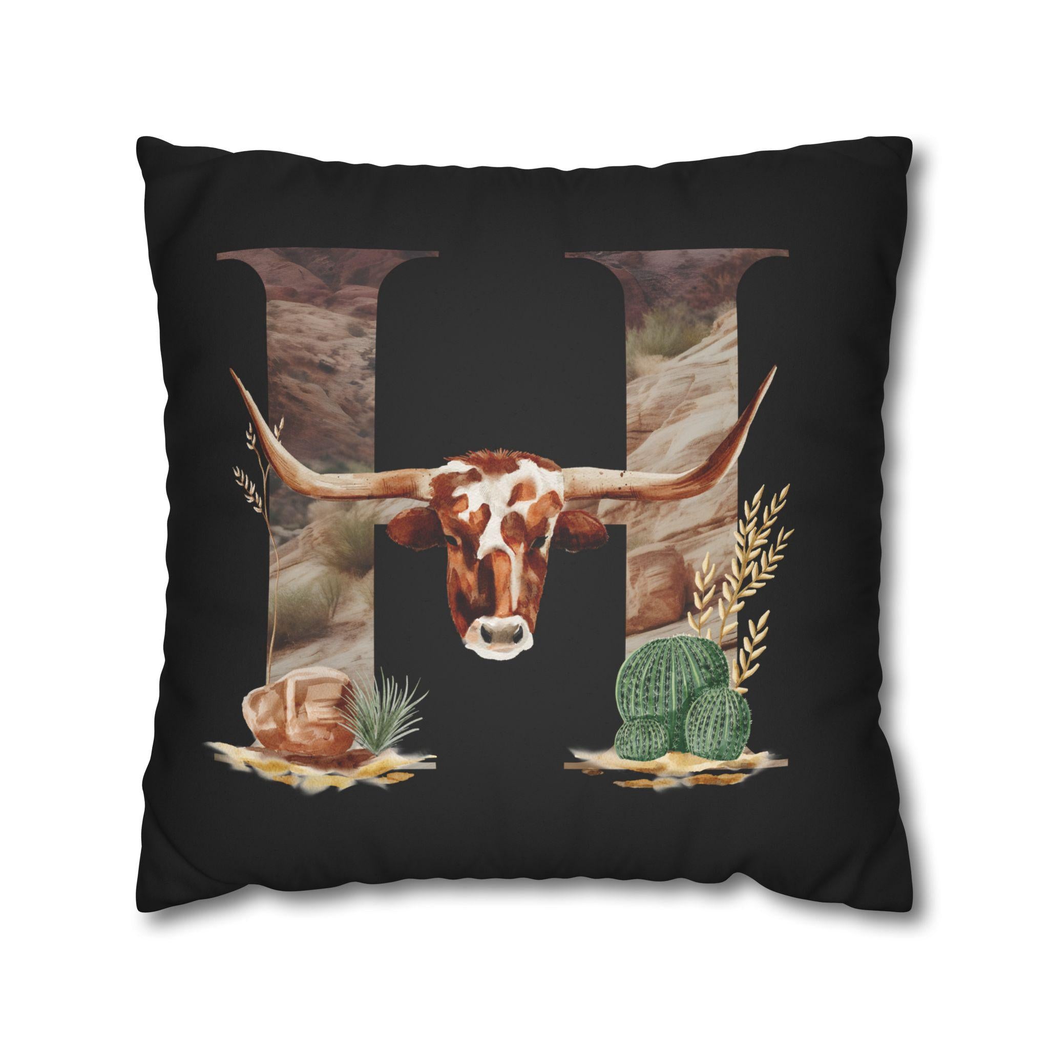 Western Initial Pillow Cover , Personalized Rustic Decor, Cowgirl Gift, Custom Throw Pillow for Home or Wedding -Razels