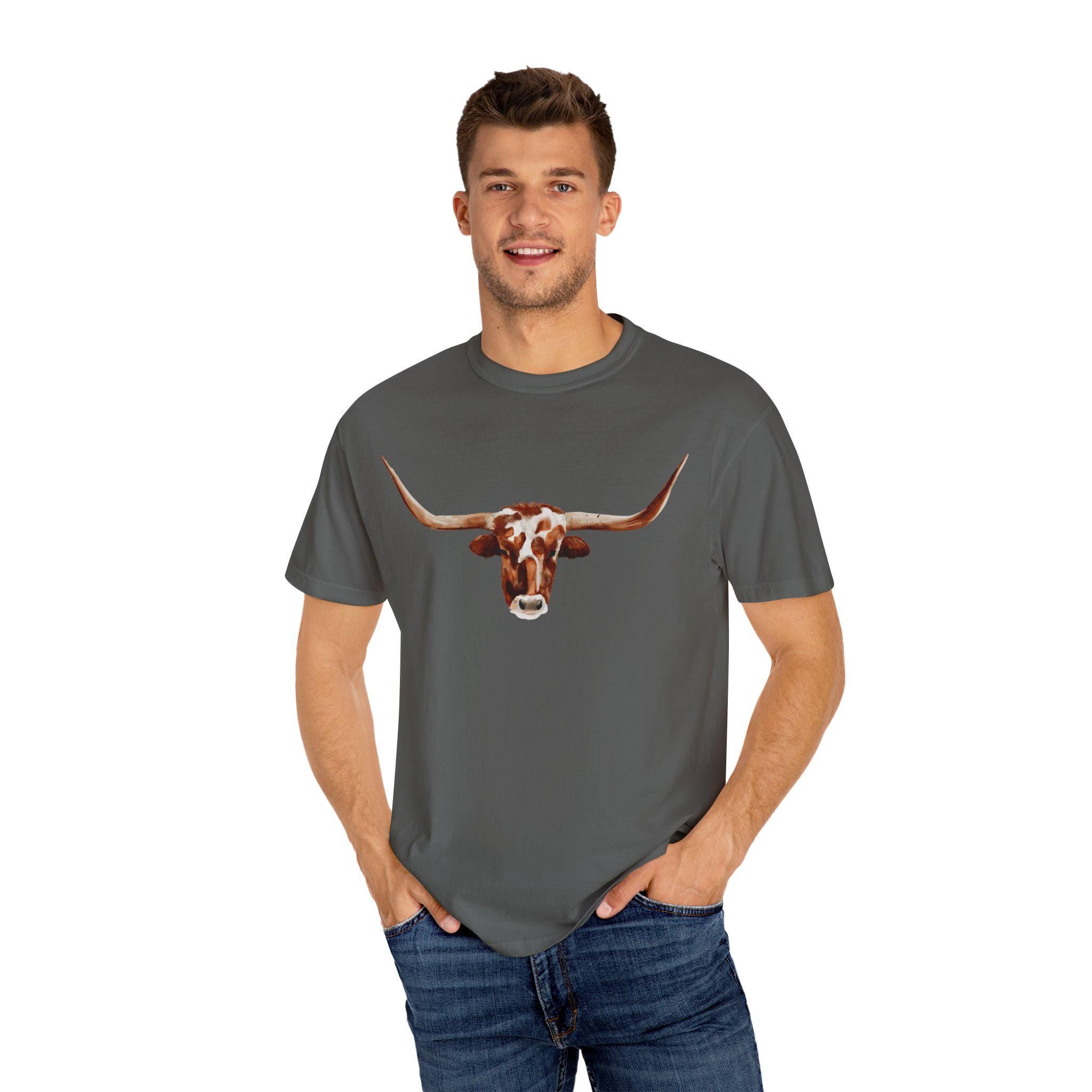 Longhorn Graphic T-Shirt | Comfort Colors Western Cowgirl Cowboy Tee | Unisex Rodeo Shirt