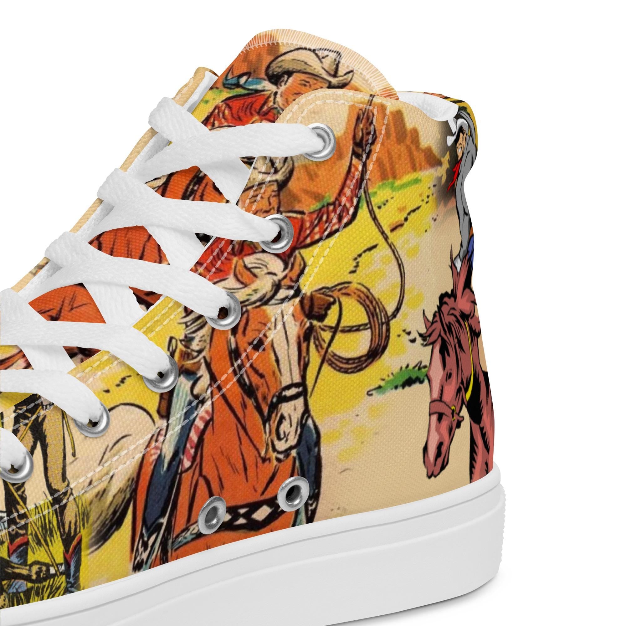 Cowboy Sneakers Women, Vintage Cowgirl High Top Sneakers -Razels