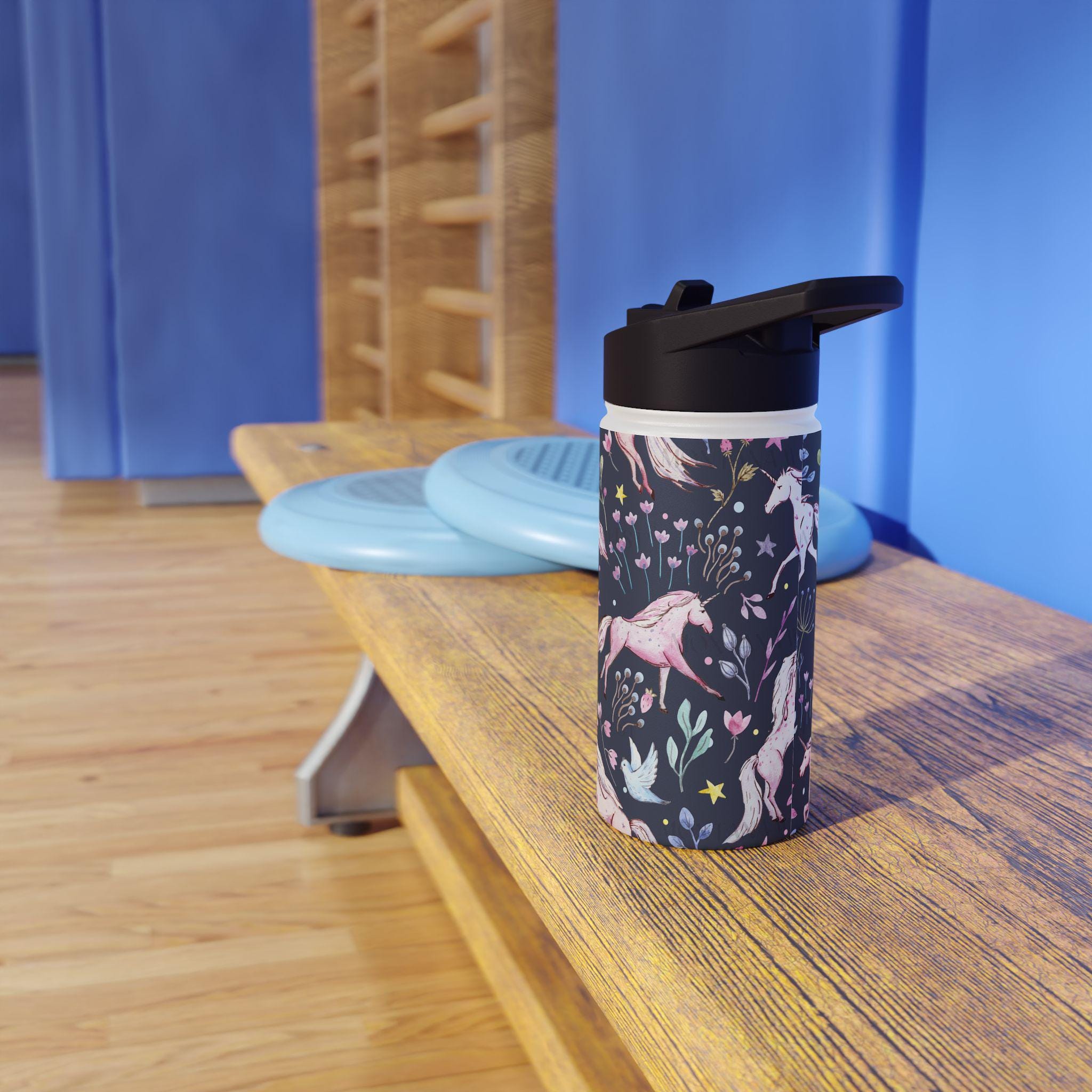 Custom Unicorn Stainless Steel Water Bottle, Personalized Kids Water Bottle