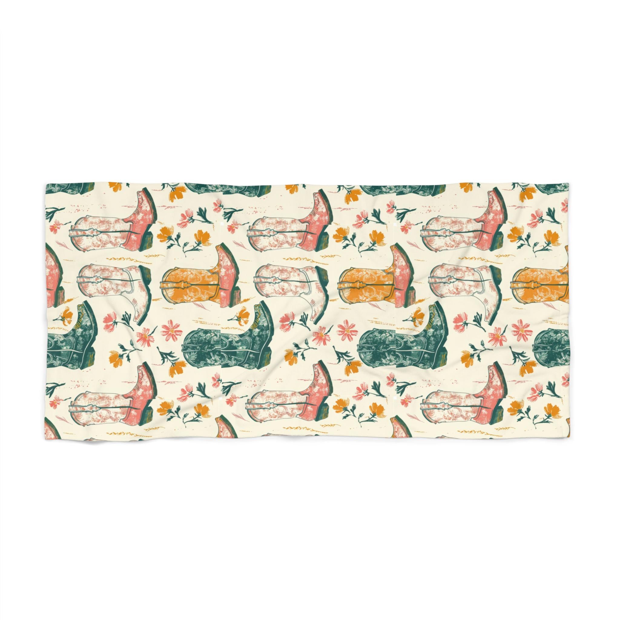 Cowgirl Boots Floral Beach Towel | Perfect for Summer Days, Pool Parties -Razels