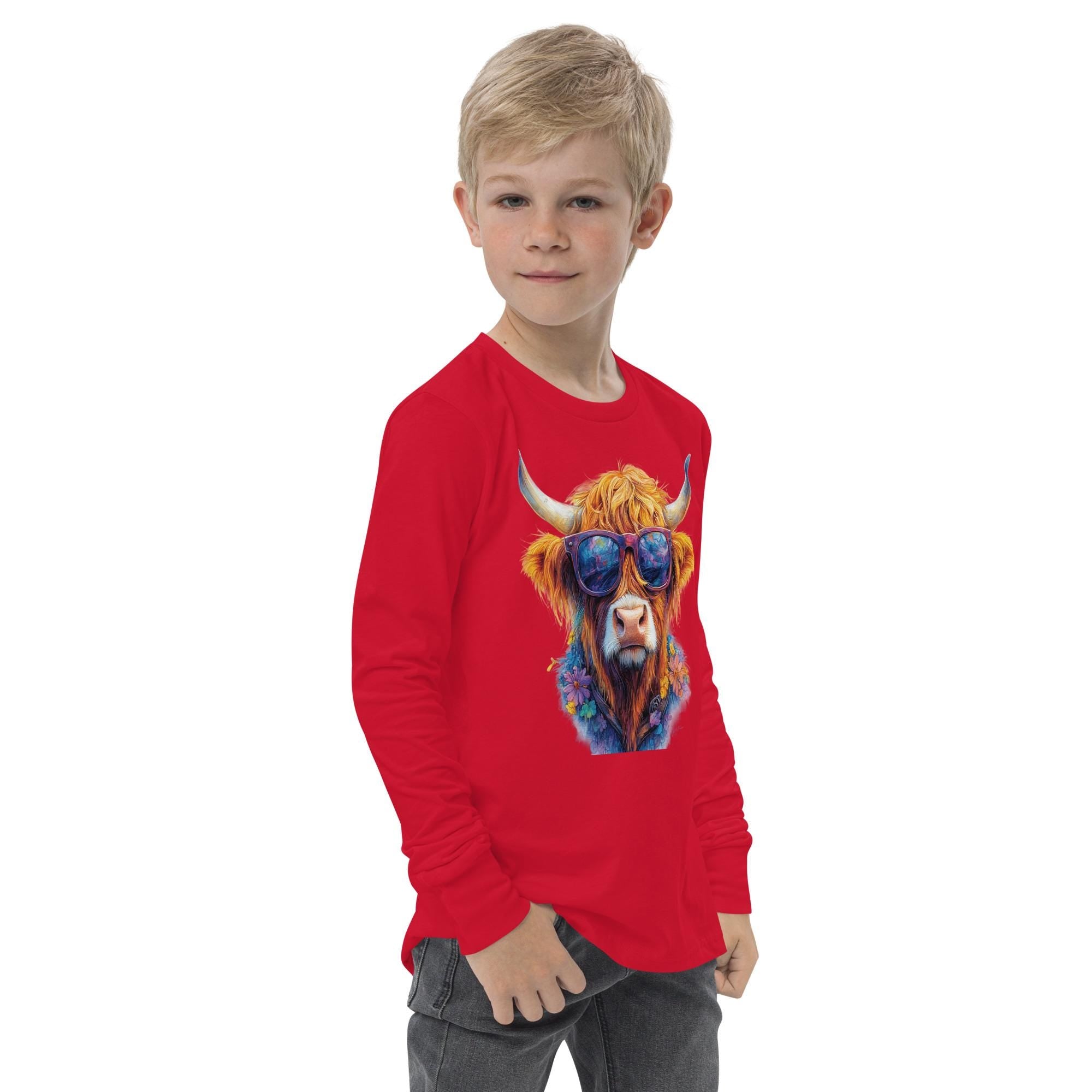 Kids Highland Cow Long Sleeve Tee: Sassy Cowgirl Shirt -Razels