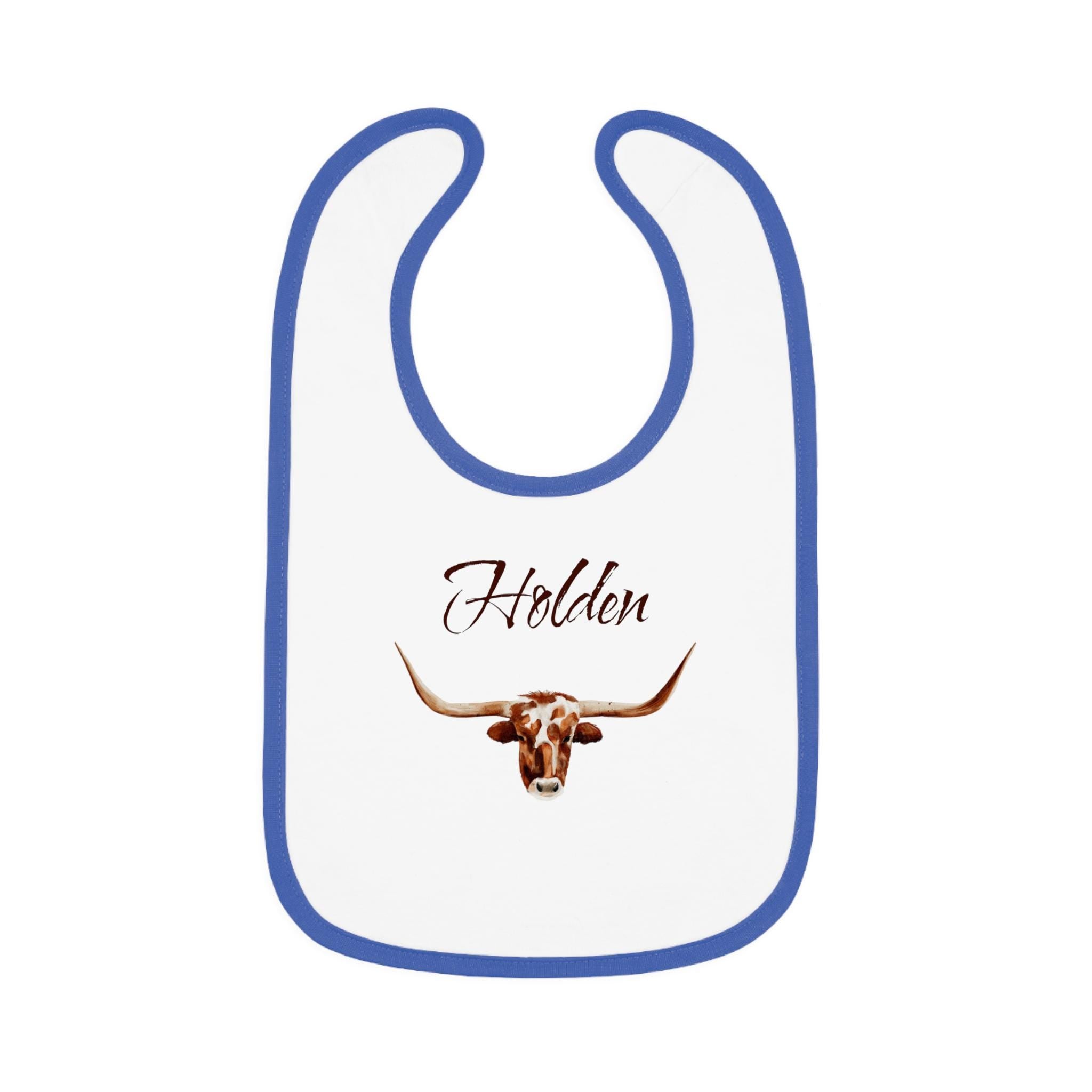 Personalized Longhorn Baby Bib: Soft Cotton Cowboy Bib with Custom Name -Razels
