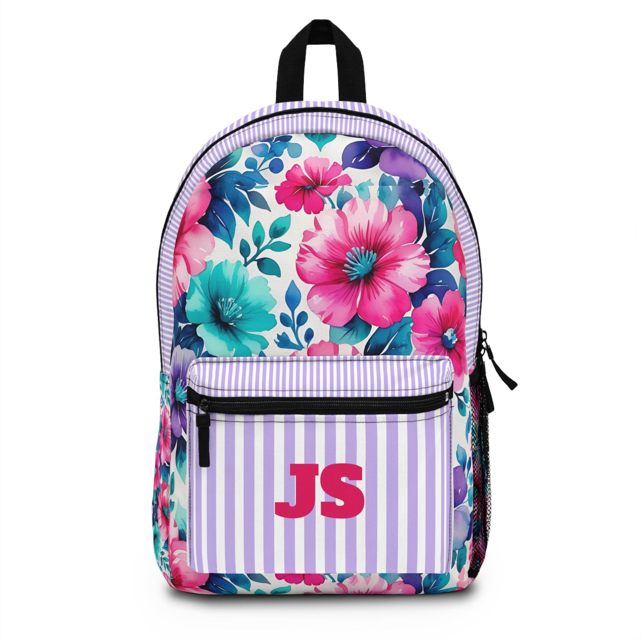 Floral Monogram Backpack, Girls School Backpack -Razels