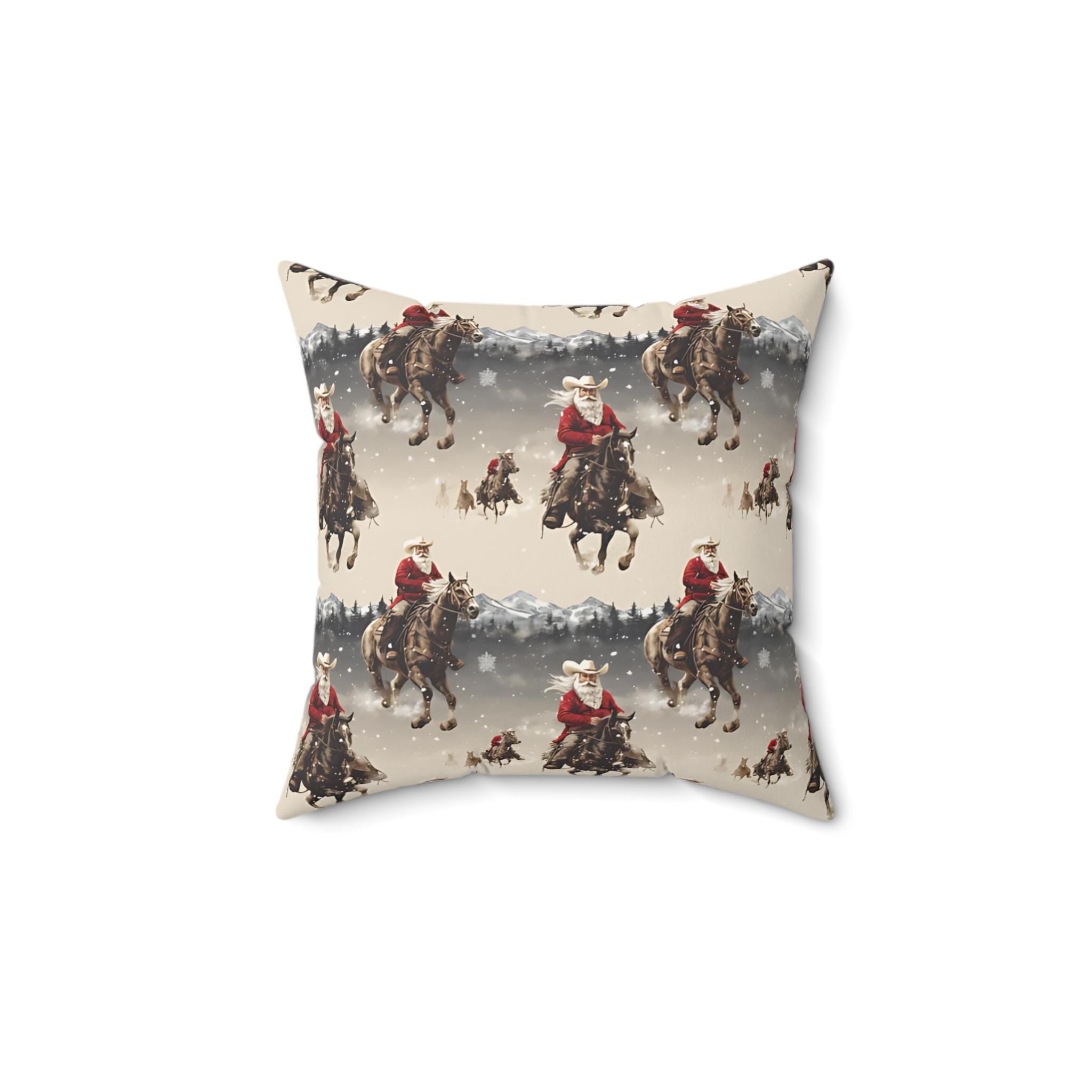 Cowboy Santa Pillow: Western Christmas Accent, Spun Polyester -Razels