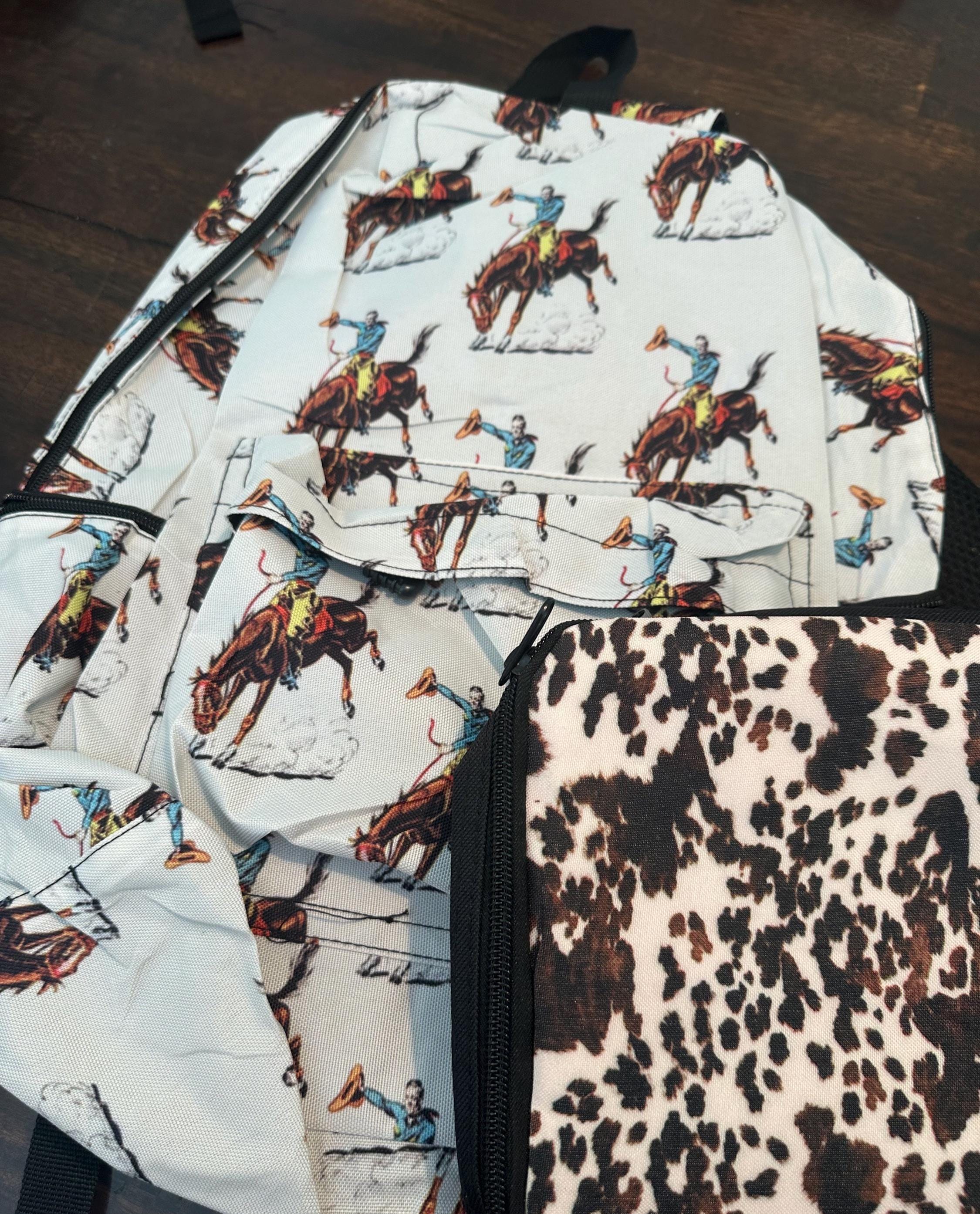 Kids Western Backpack: Highland Cow, Cactus, & Floral Prints -Razels