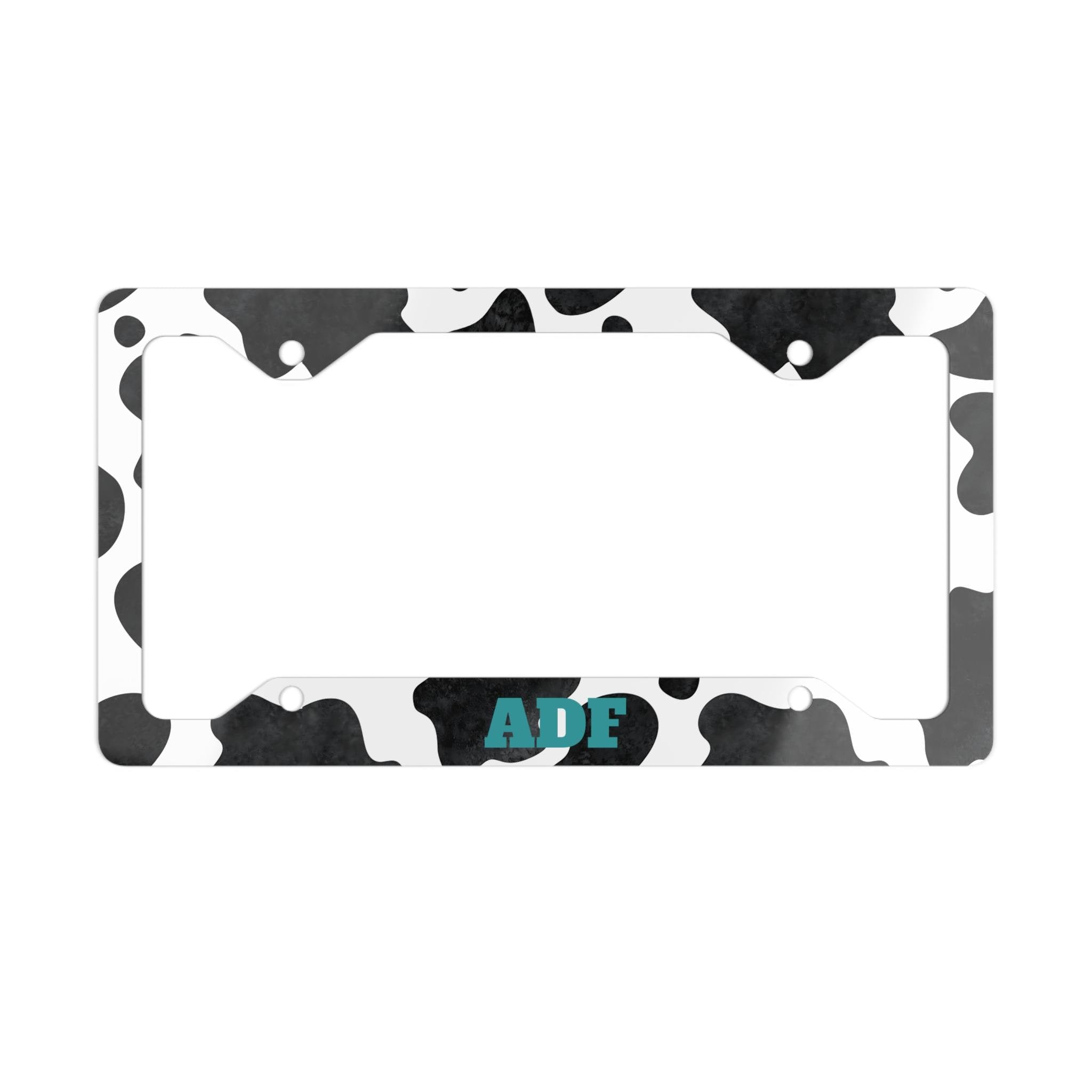 Cow Print Metal License Plate Frame, Customizable Car Accessory -Razels