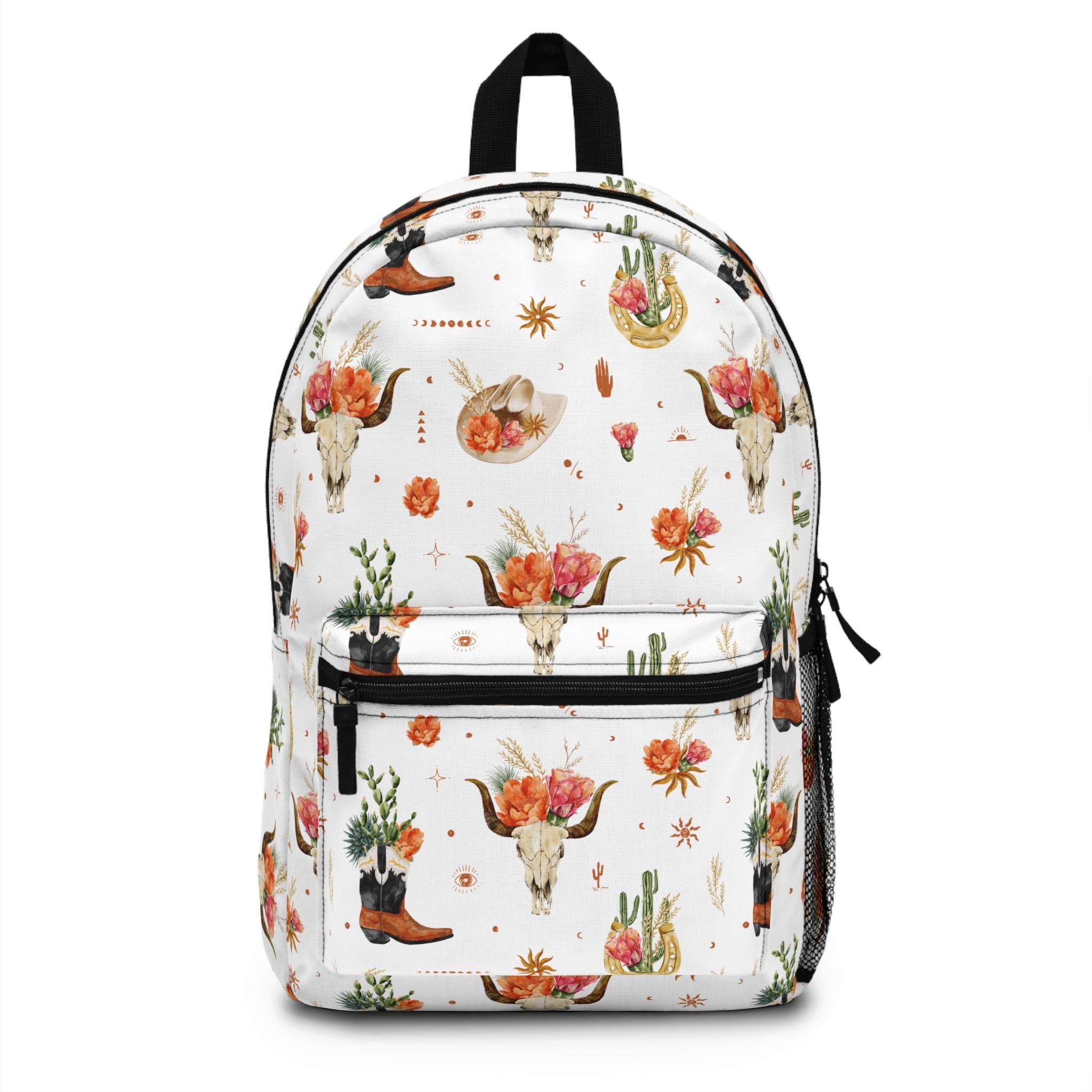 Western Backpack Floral Boho Cowgirl Kids Travel Bag with Personalized Name Option – Back to School Gift -Razels