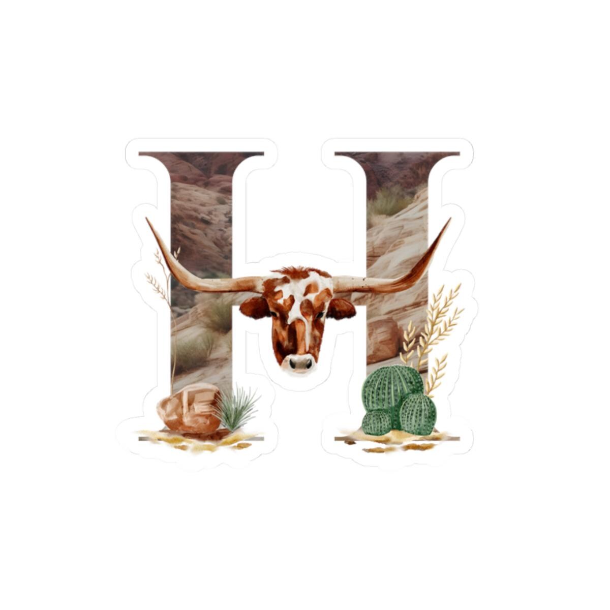 Rustic Western Initial Stickers, Kiss-Cut Laptop Decals -Razels
