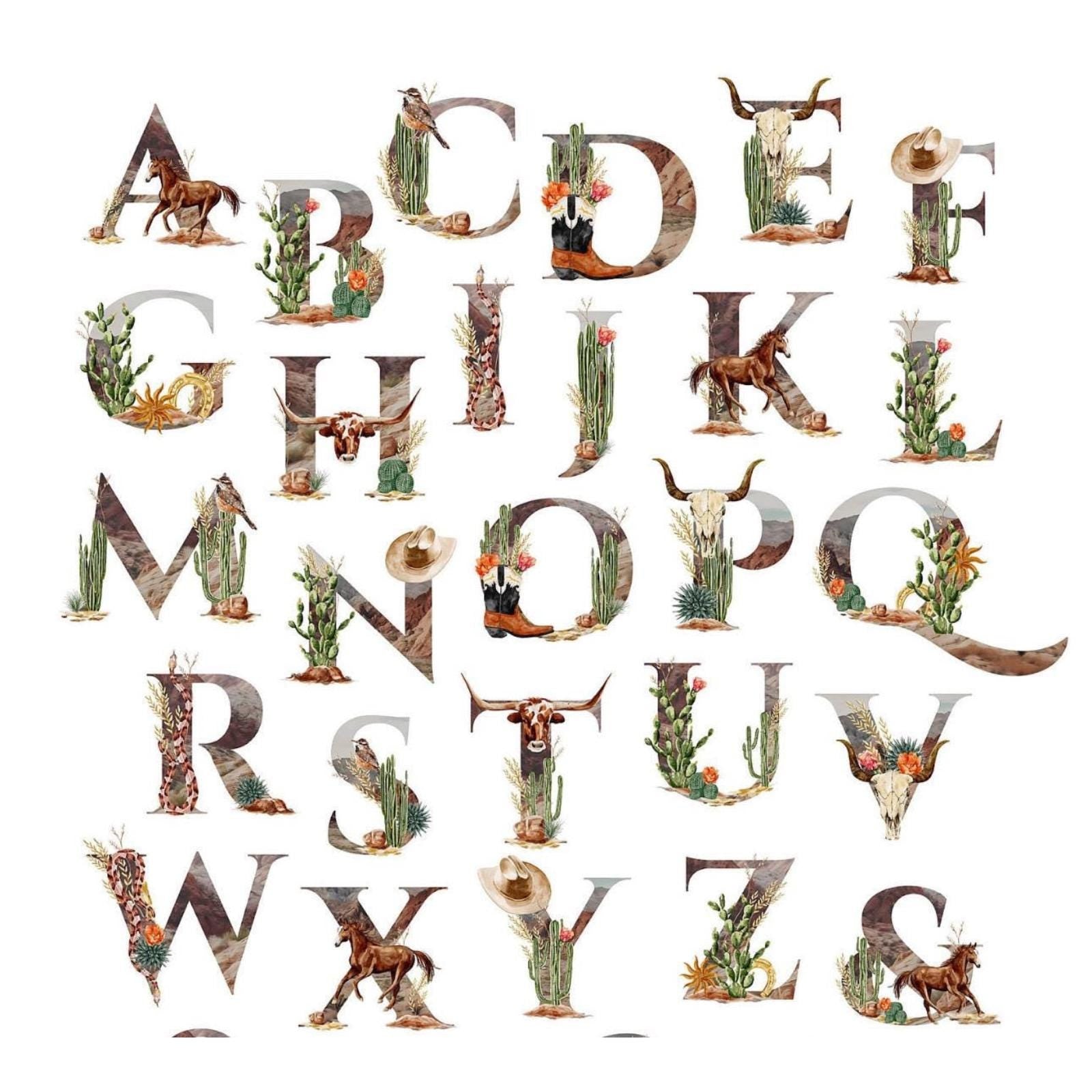 Rustic Western Initial Stickers, Kiss-Cut Laptop Decals -Razels