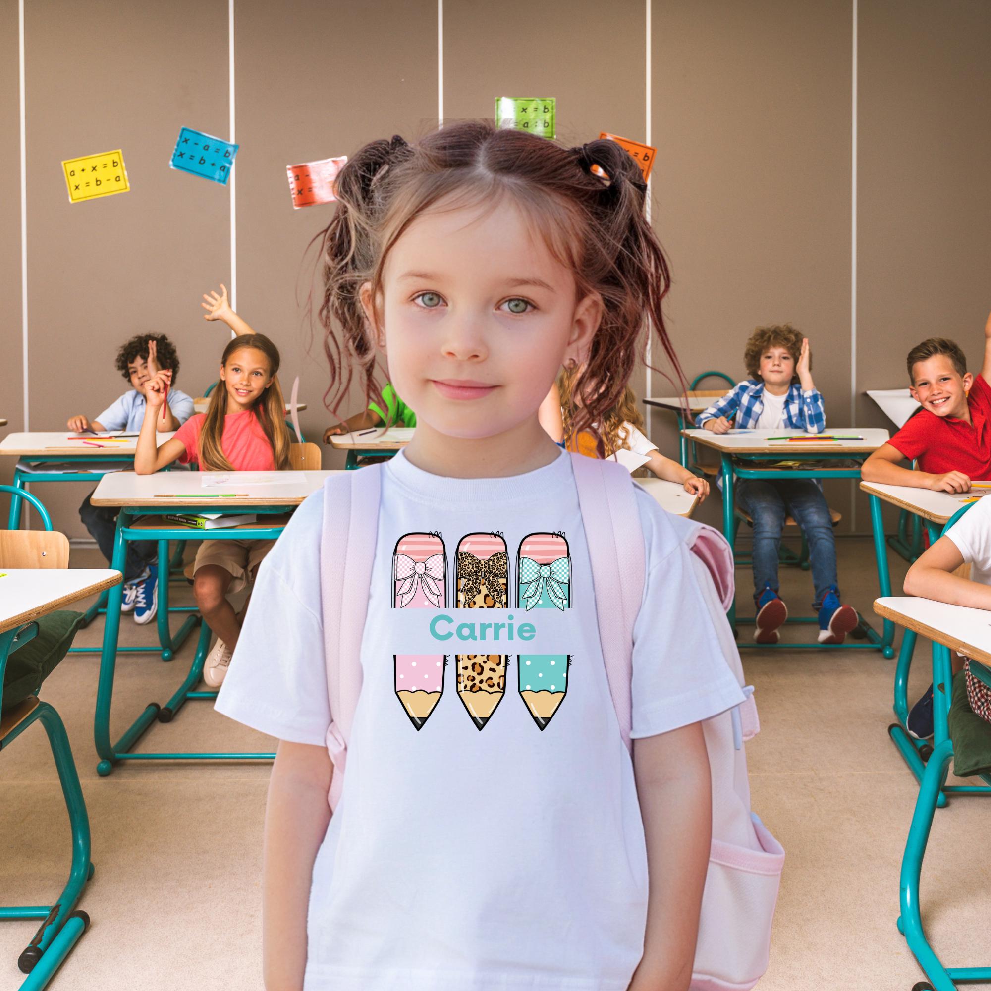 Personalized Back to School Shirt, Name in Pencils, Custom School Shirt