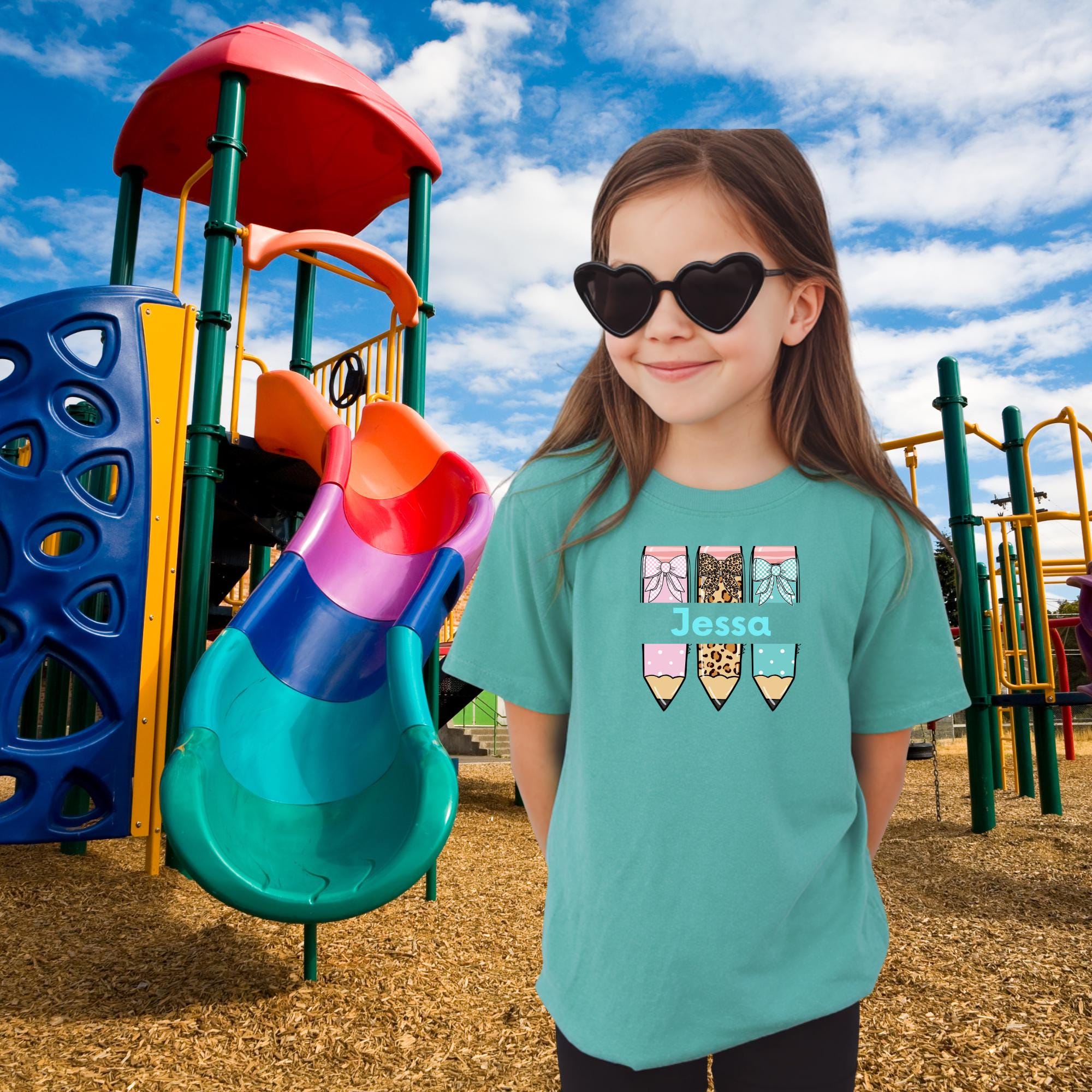 Personalized Back to School Shirt, Name in Pencils, Custom School Shirt