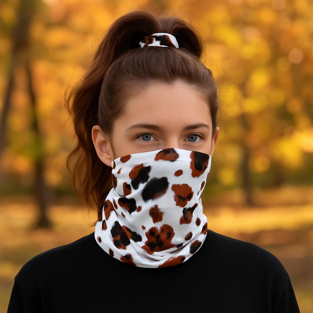 Brindle Cowprint Lightweight Neck Gaiter – Western Style for On-the-Go Comfort
Lightweight, breathable, and packed with western flair, it's the perfect mix of fashion and function.
✓ Soft & stretchy polyester microfiber = cozy all-day wear
✓ Rock it how you like: neck gaiter, headband, face cover, beanie, or hair wrap
✓ Built-in UPF 50+ = smart sun protection, even on the ranch
✓ Overlocked seams = no fraying, no fuss
✓ Available in sizes that fit just right—no slipping or tugging