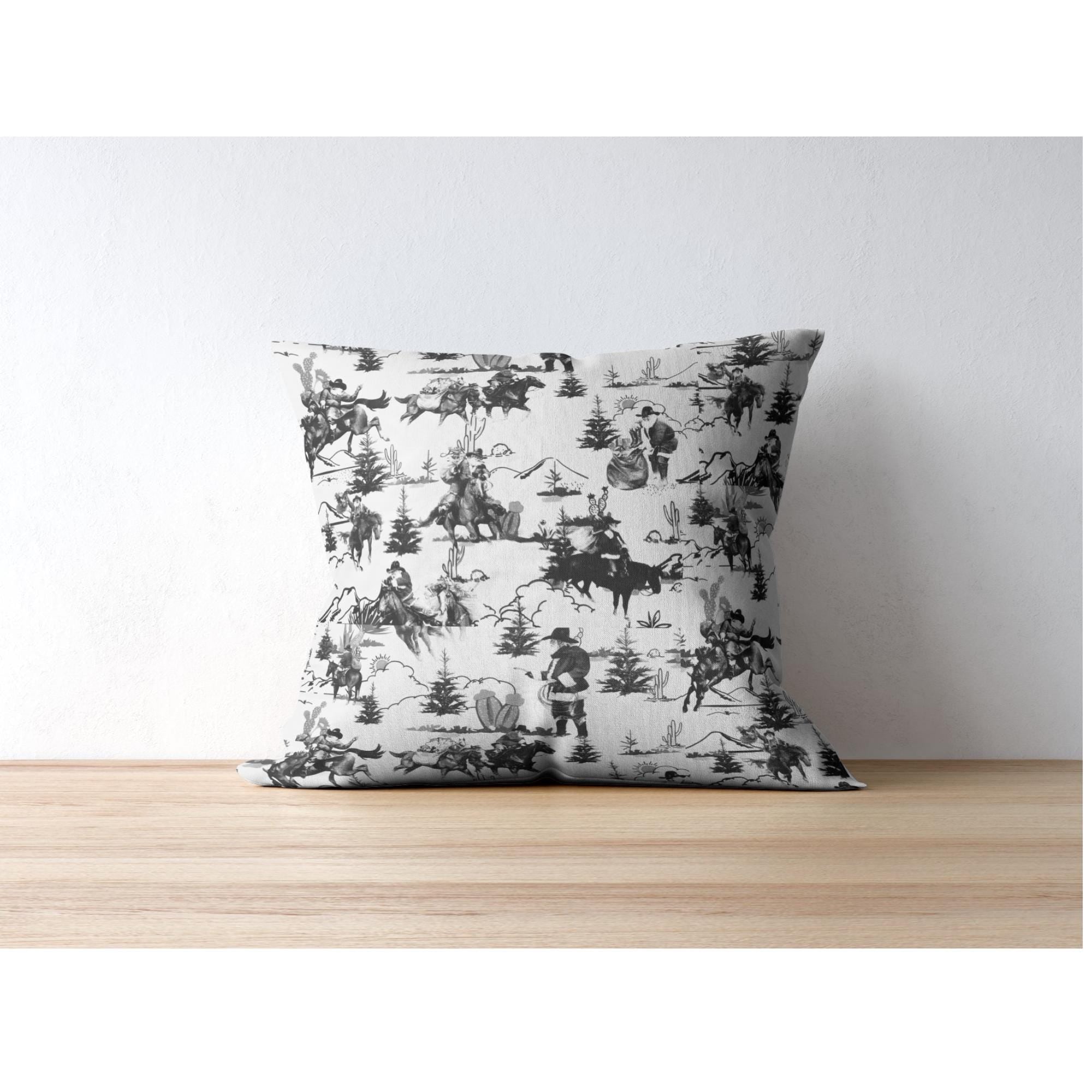 Black and White Christmas Pillow, Cowboy Santa Western Christmas Decor, Western Holiday Statement