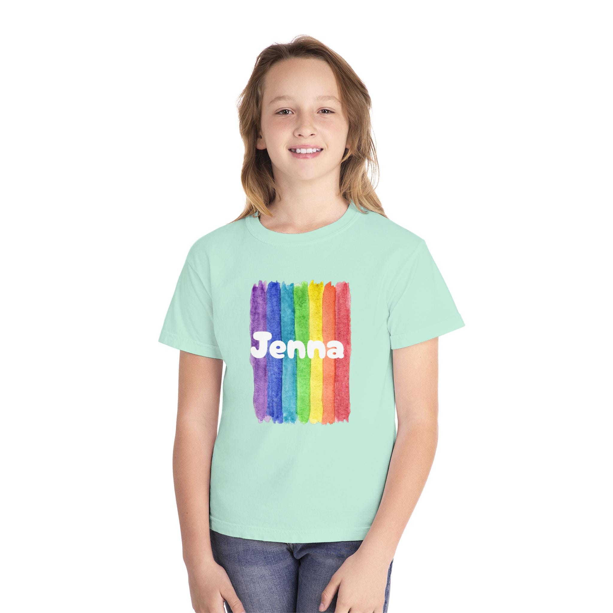 Personalized Rainbow Youth Tee, Custom Name Tee for Back to School , Fun Kids T-Shirt, Back to School Shirt
