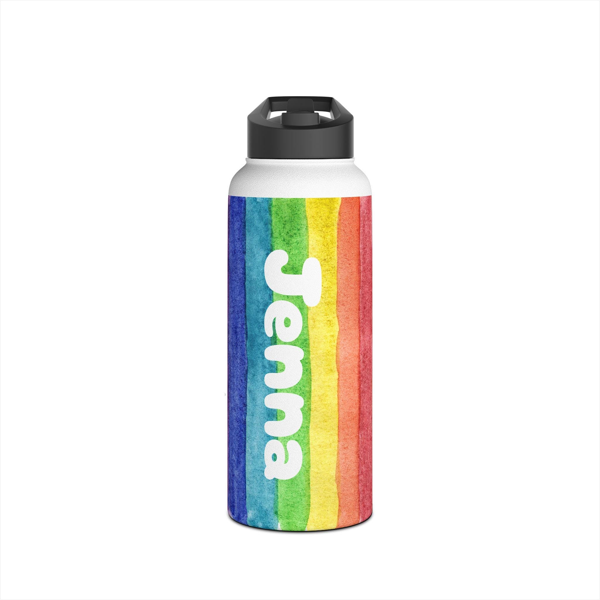 Personalized Rainbow Stainless Steel Water Bottle , Custom Kids Water Bottle -Razels