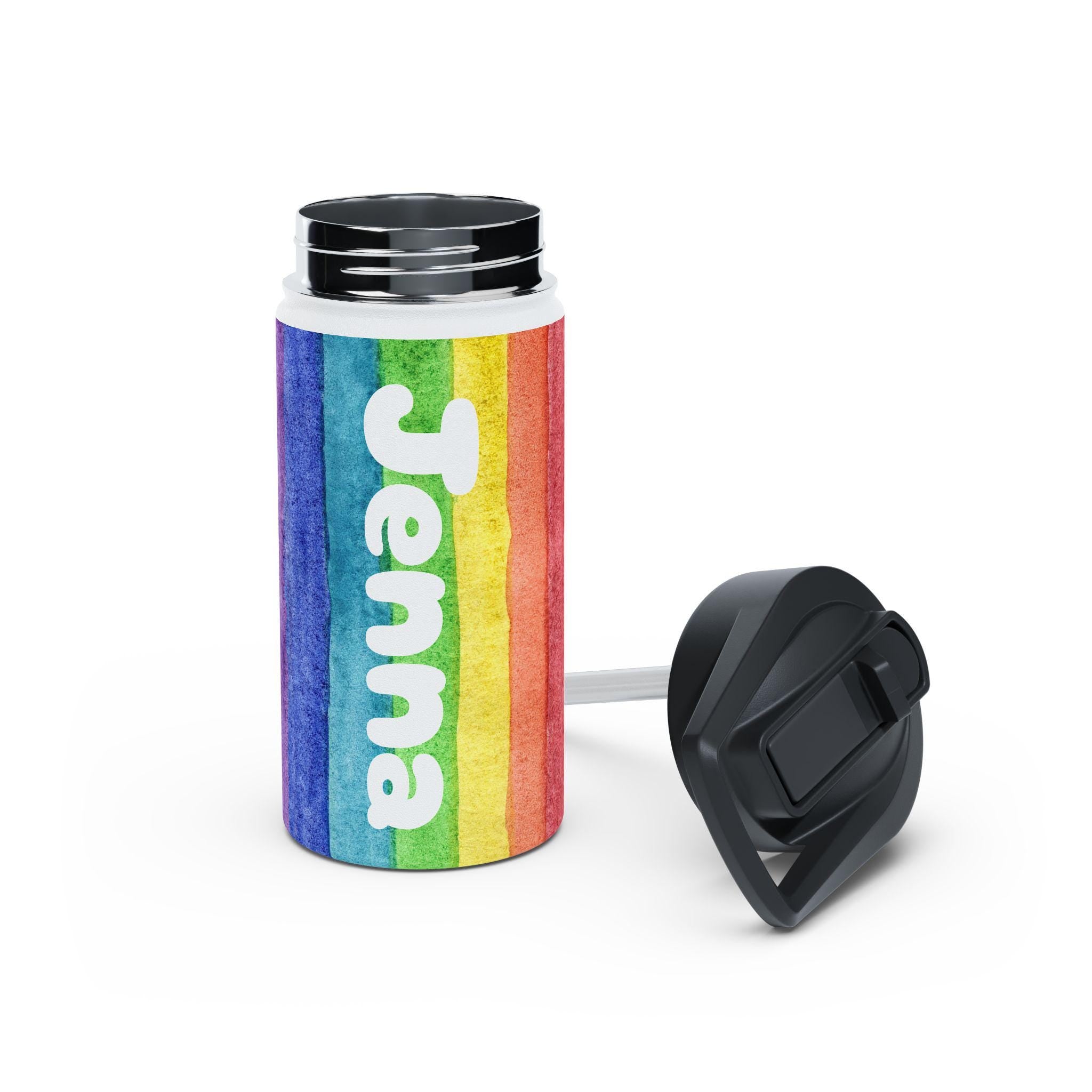 Personalized Rainbow Stainless Steel Water Bottle , Custom Kids Water Bottle -Razels