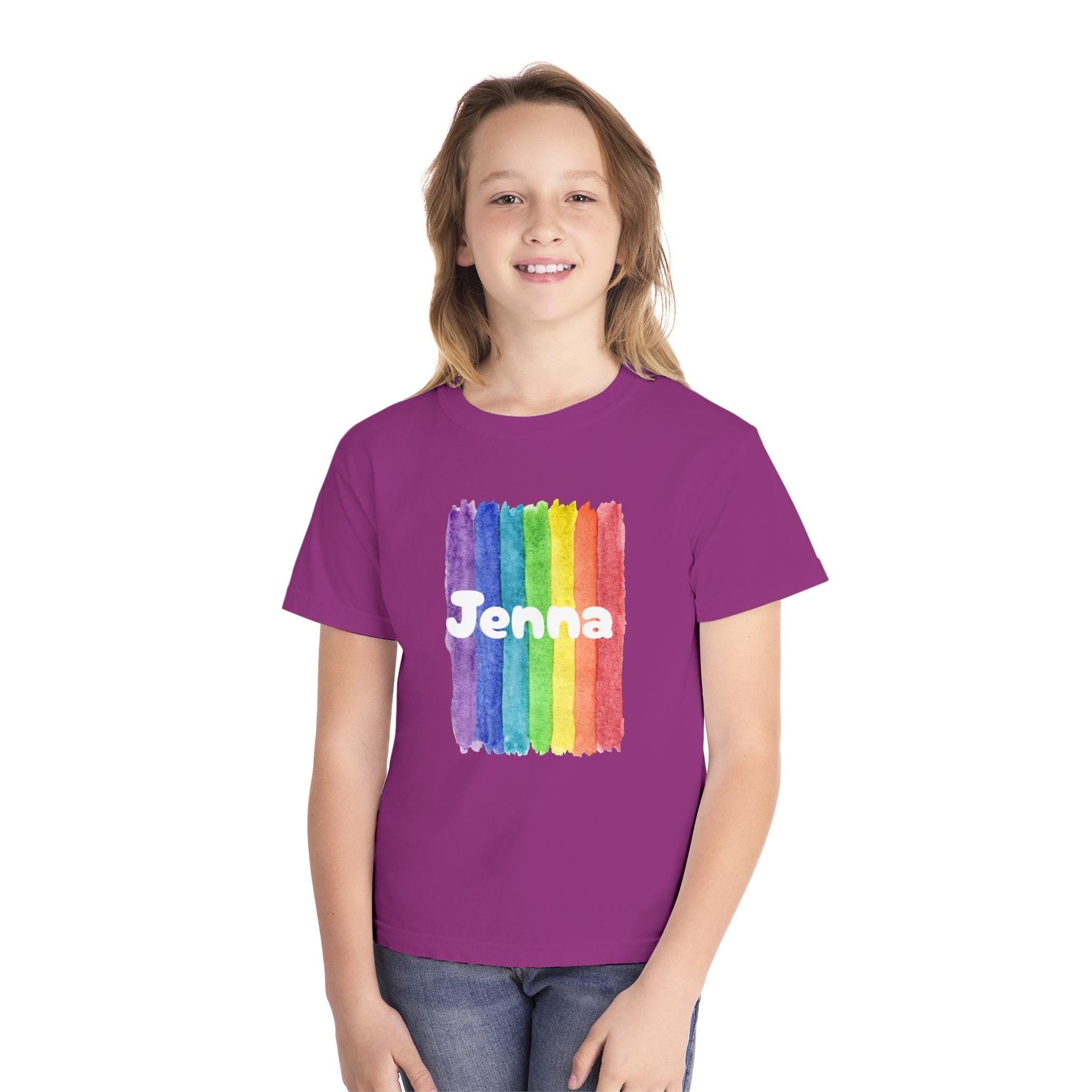 Personalized Rainbow Youth Tee, Custom Name Tee for Back to School -Razels