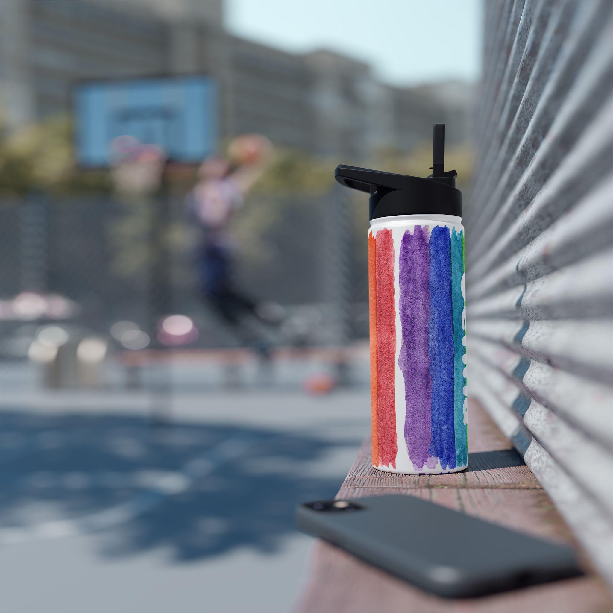 Personalized Rainbow Stainless Steel Water Bottle , Custom Kids Water Bottle -Razels