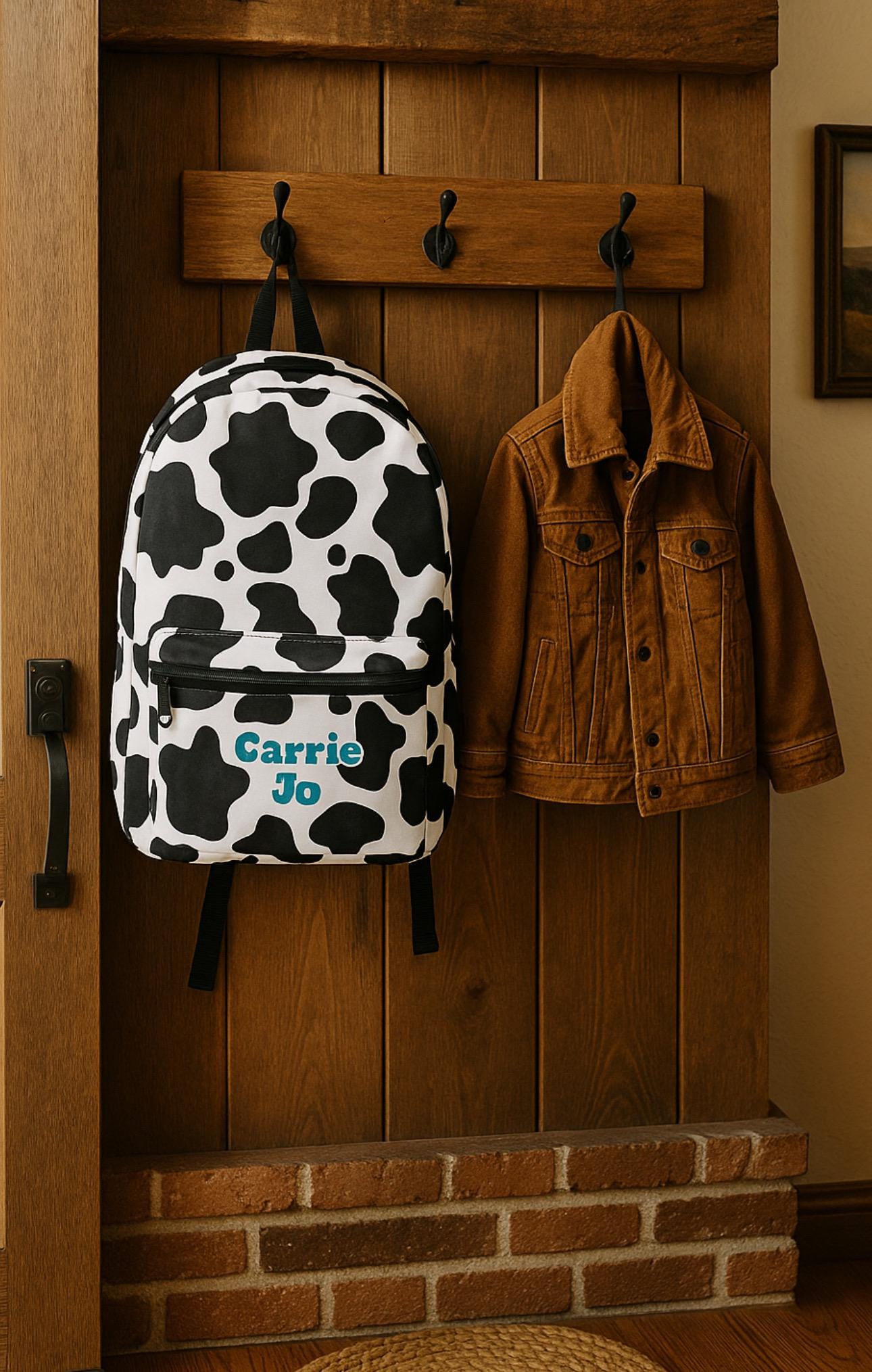 CUSTOM Cow Print Backpack Turquoise Western School Bag Custom Name Back to School Cowgirl Cowboy Gift -Razels