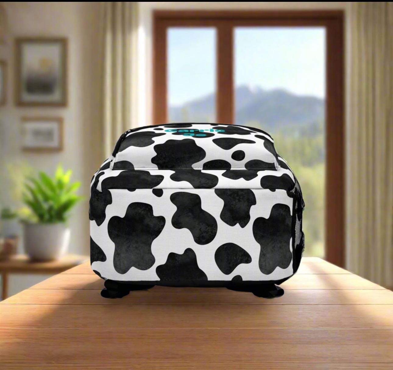 CUSTOM Cow Print Backpack Turquoise Western School Bag Custom Name Back to School Cowgirl Cowboy Gift -Razels