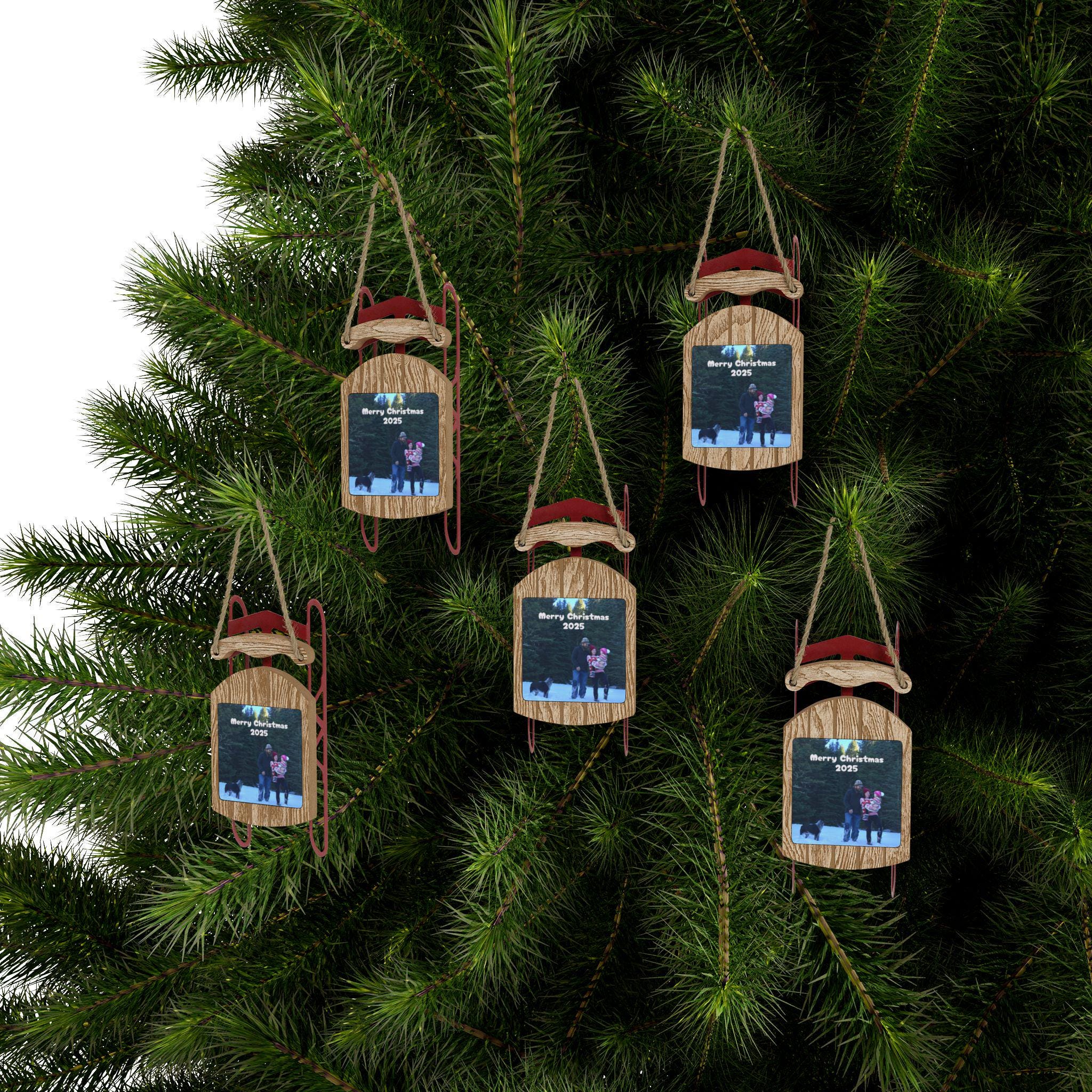 Rustic Sled Ornaments for Holiday Decor, Personalized Christmas Keepsake -Razels