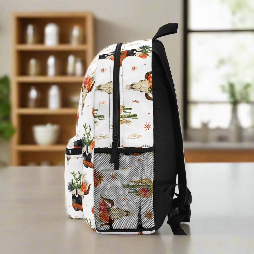 Western Backpack Floral Boho Cowgirl Kids Travel Bag with Personalized Name Option – Back to School Gift -Razels