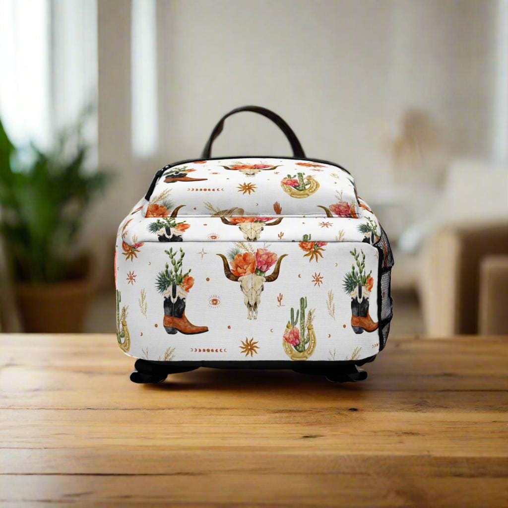 Western Backpack Floral Boho Cowgirl Kids Travel Bag with Personalized Name Option – Back to School Gift -Razels
