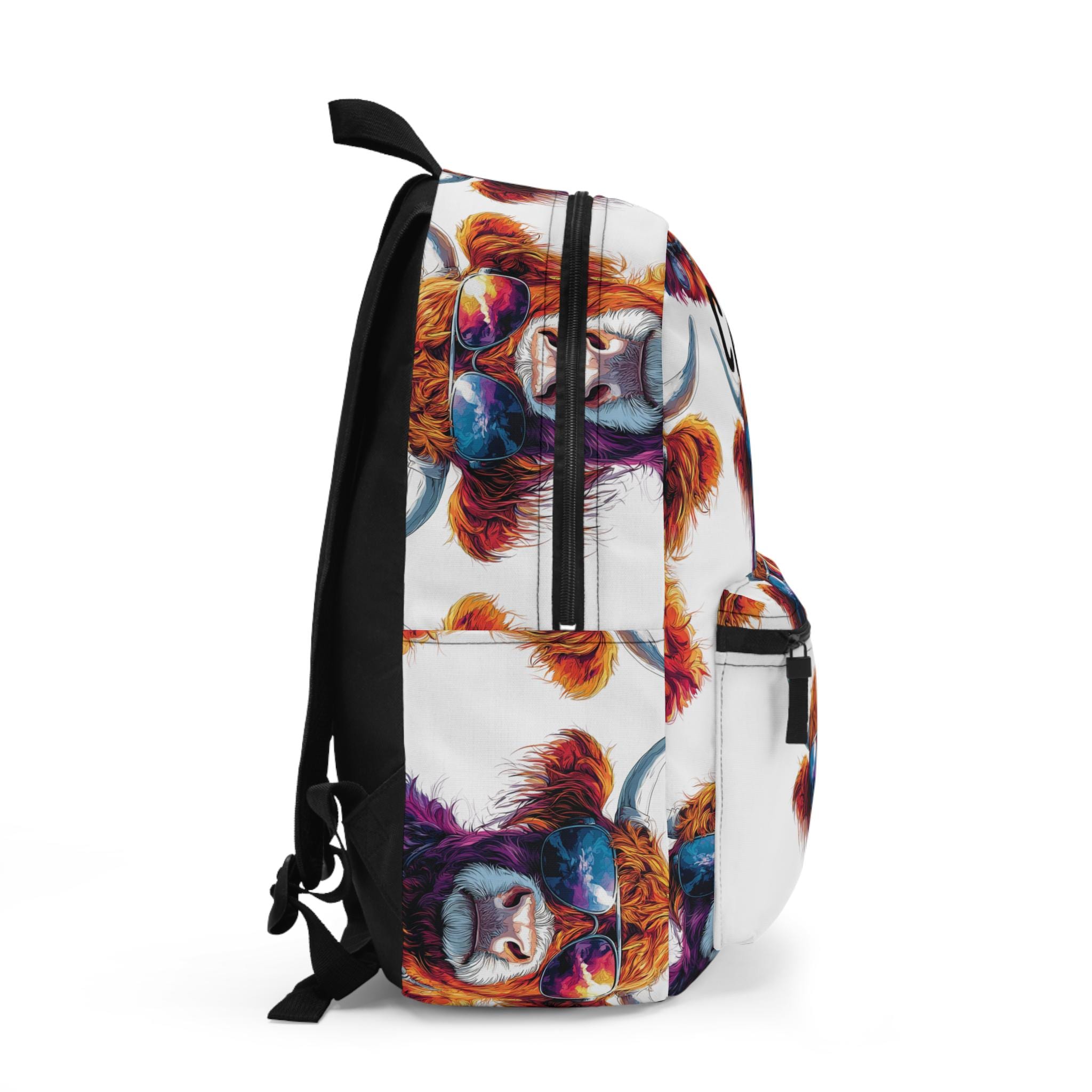 Personalized Highland Cow Backpack | Cute Sunglasses Cow, Back to School Bag for Cowgirls & Cowboys -Razels