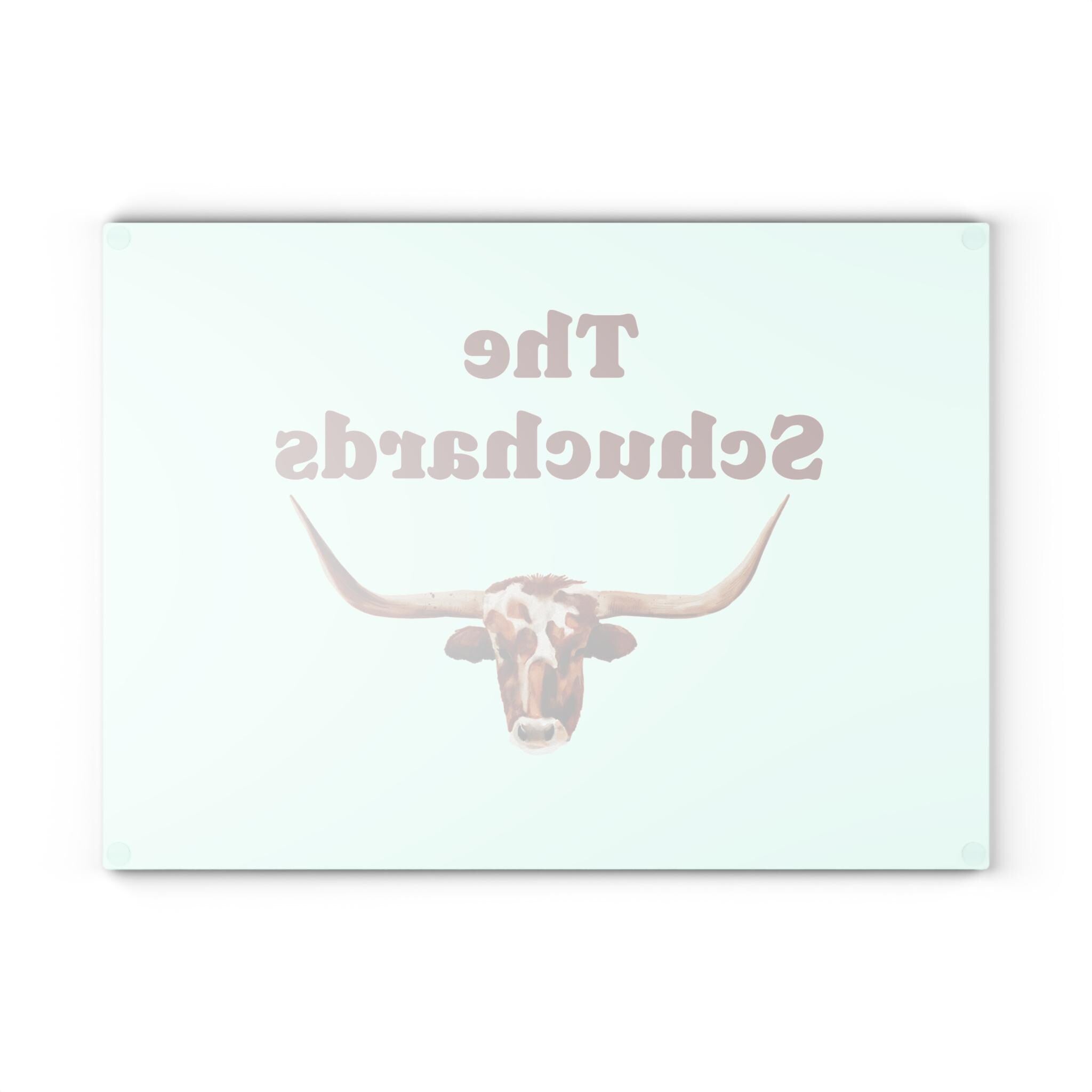 Personalized Watercolor Longhorn Cutting Board, Custom Family or Business Name | Rustic Western Kitchen Decor -Razels