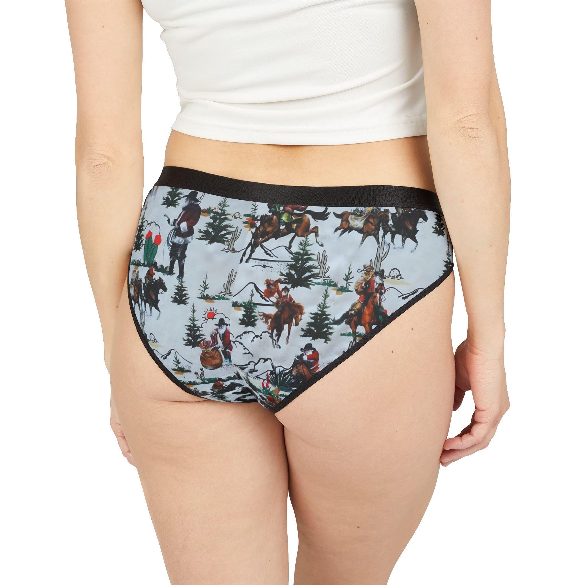 Cowboy Santa Christmas Underwear, Festive Women's Holiday Lingerie, Western Christmas Gift -Razels